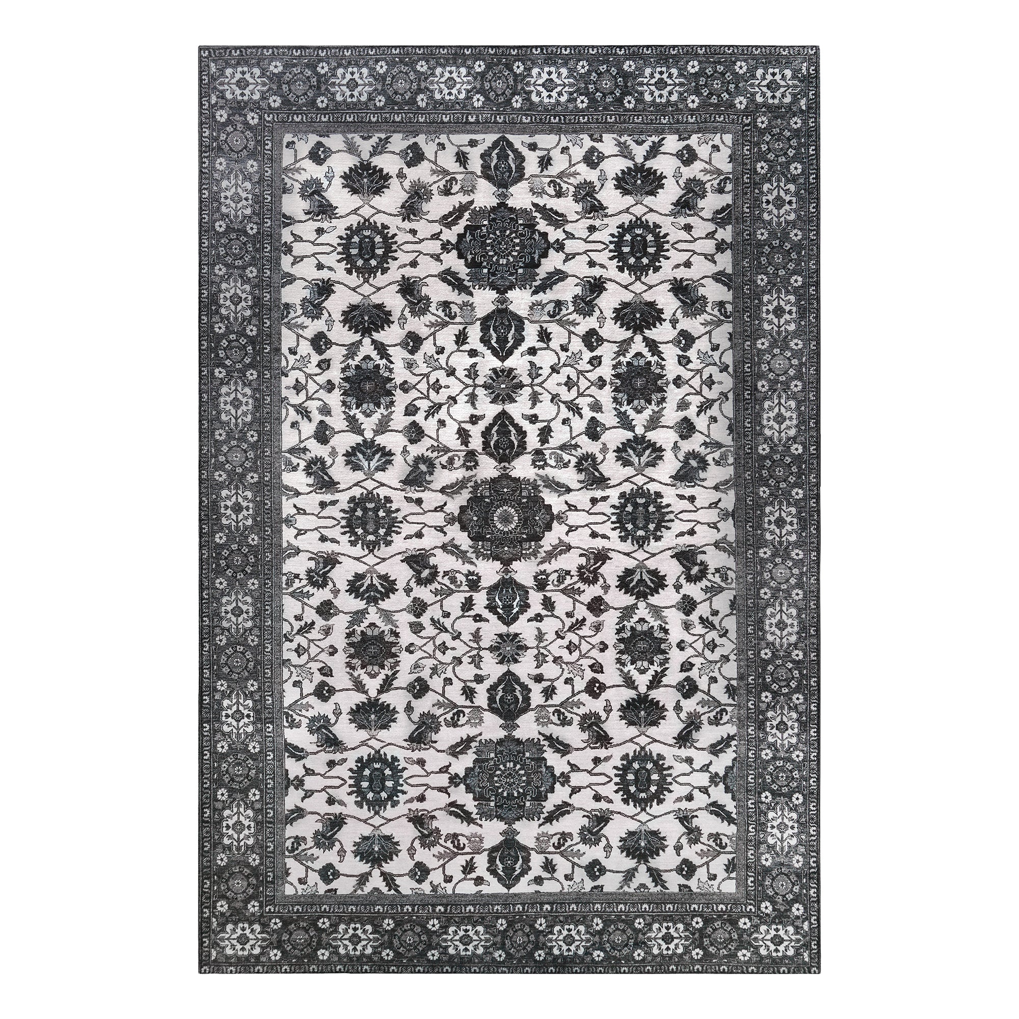 Ramage Grey Living Room Washable Rug