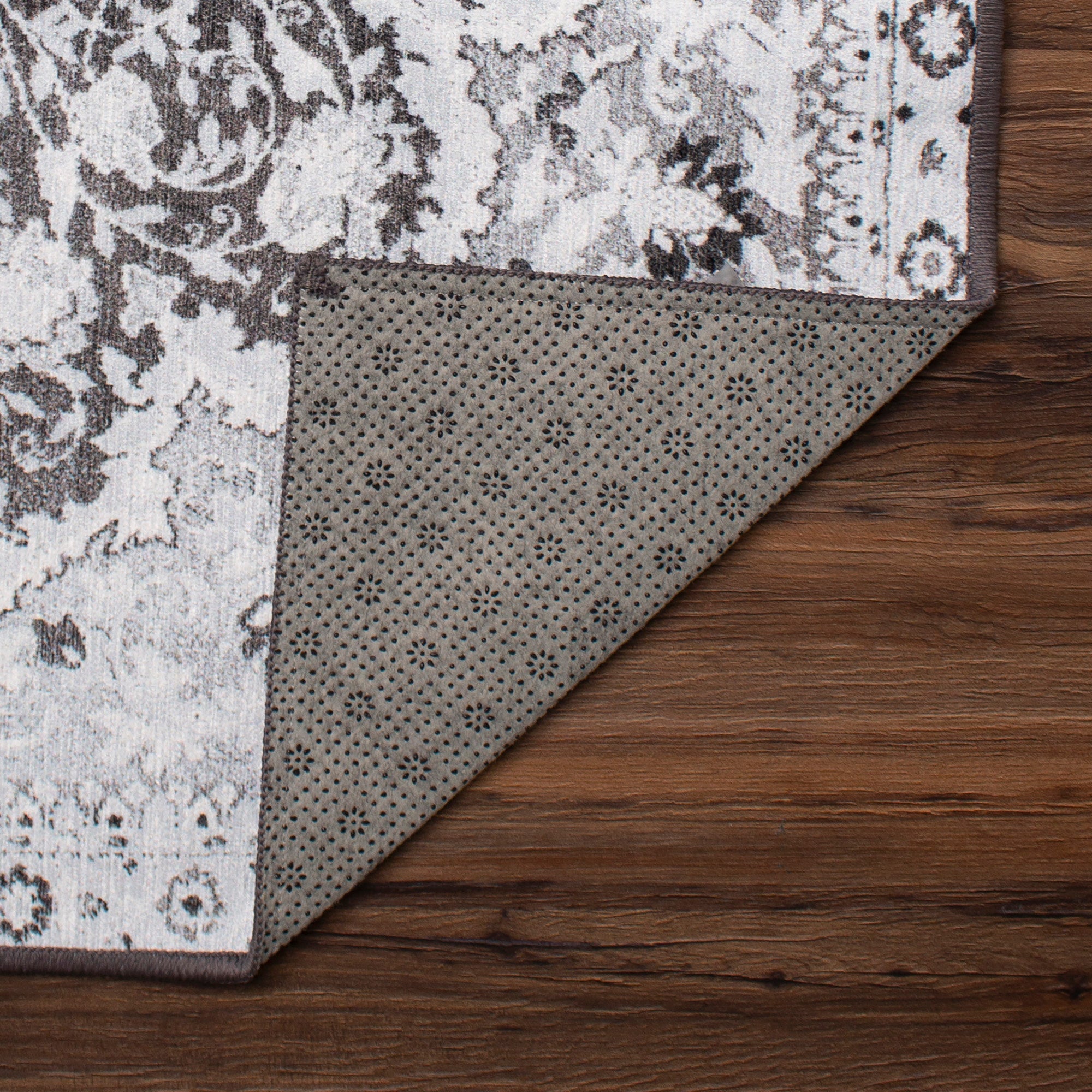 Parviz Grey Bedroom Washble Rug