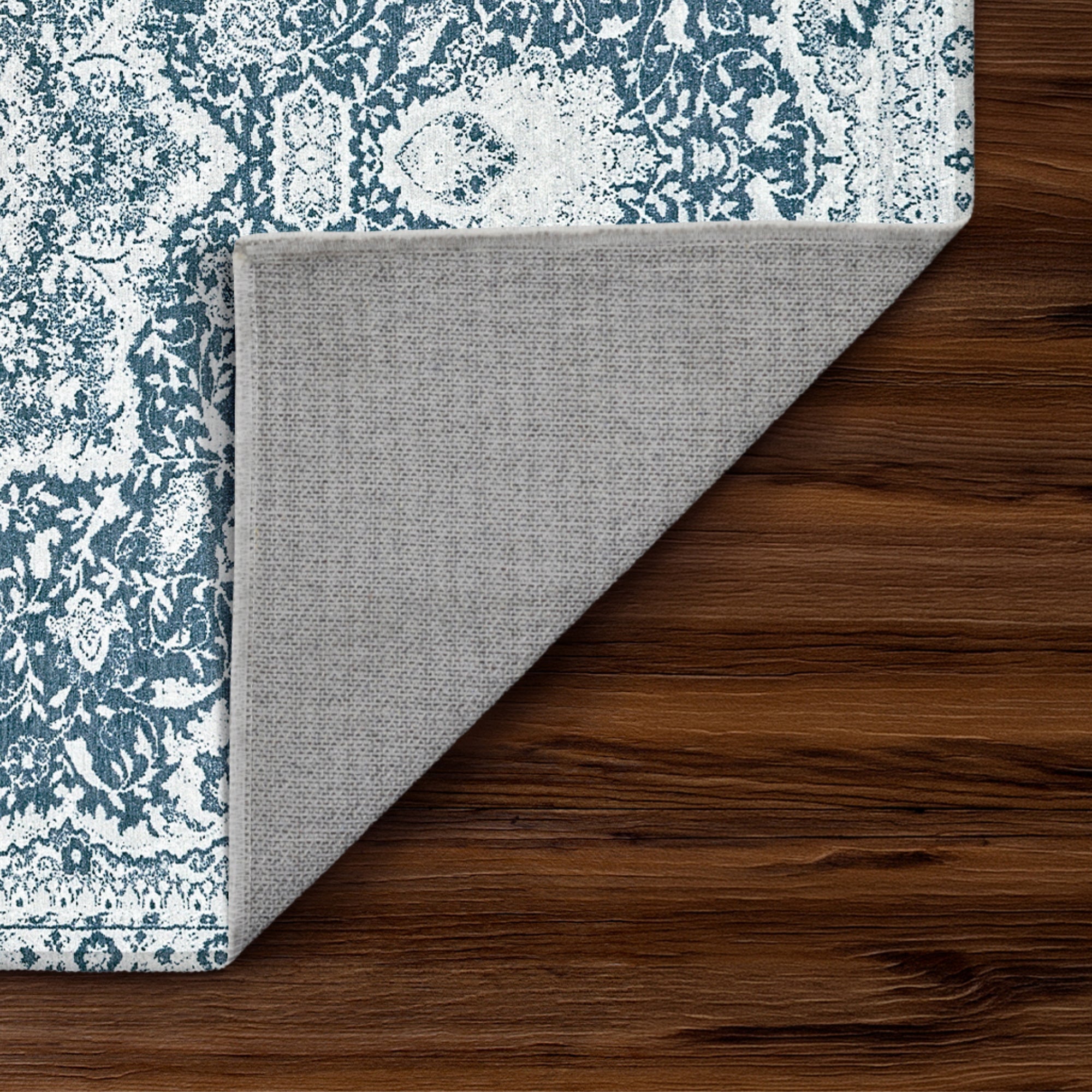 Parviz Blue Bedroom Washable Rug