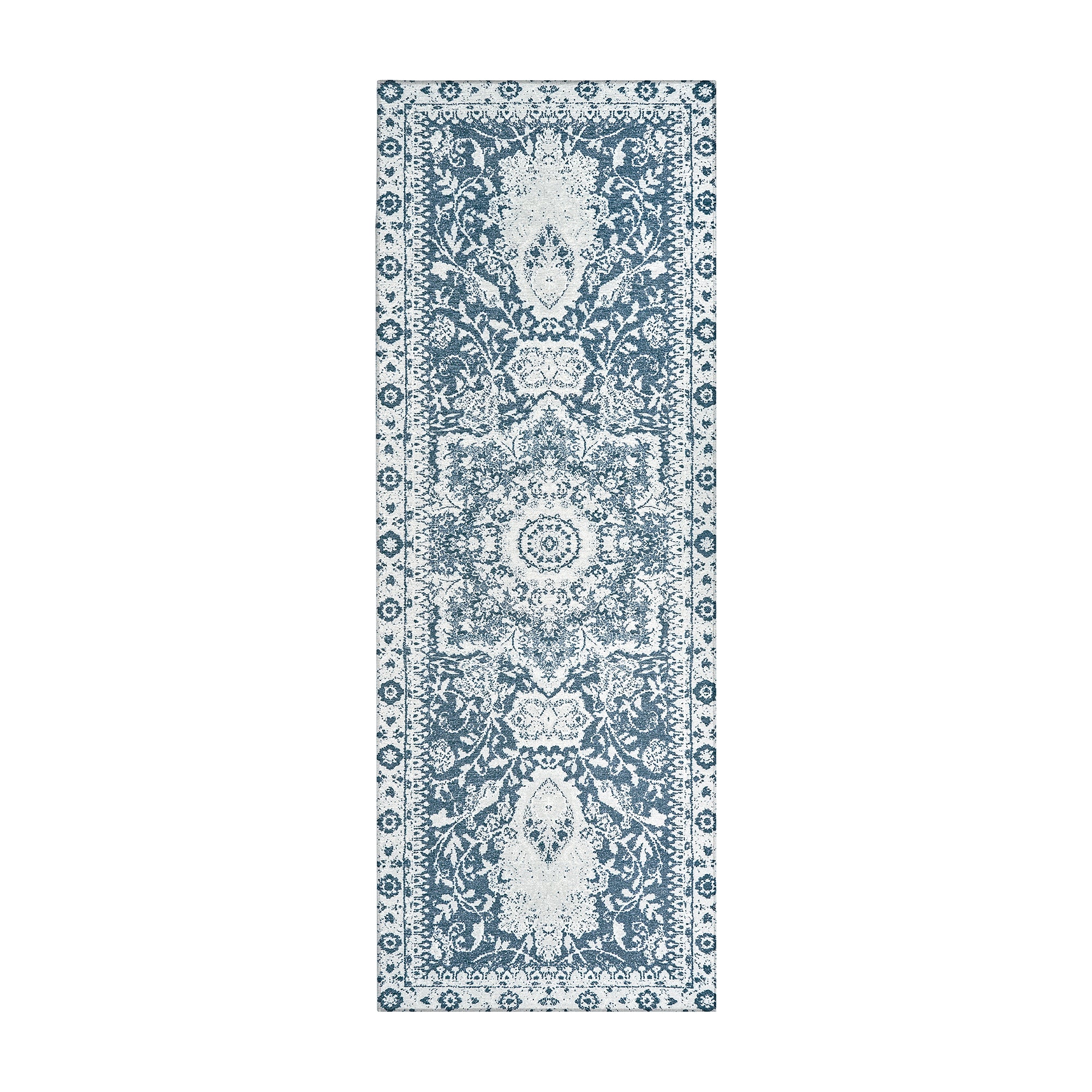 Parviz Blue Bedroom Washable Rug