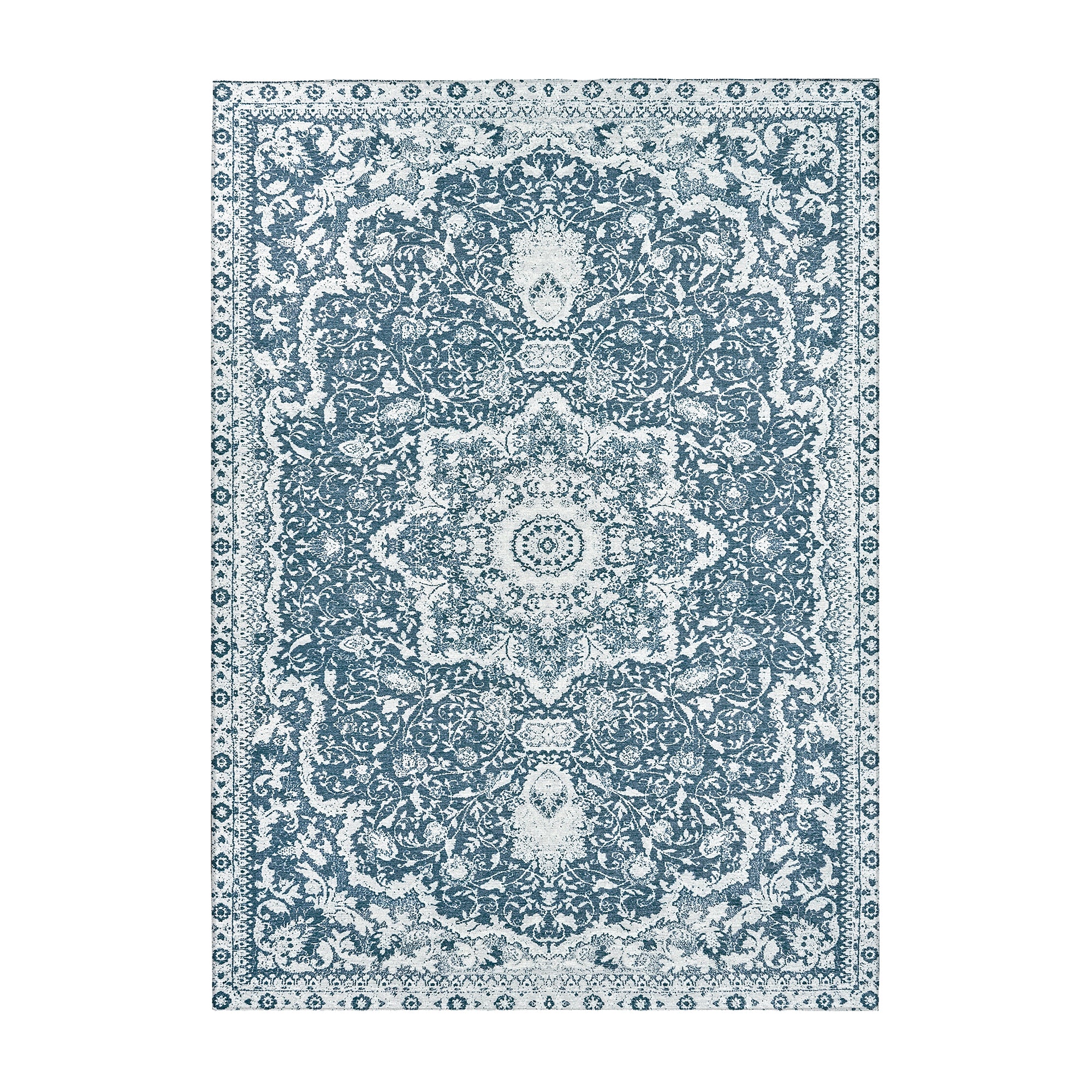 Parviz Blue Bedroom Washable Rug