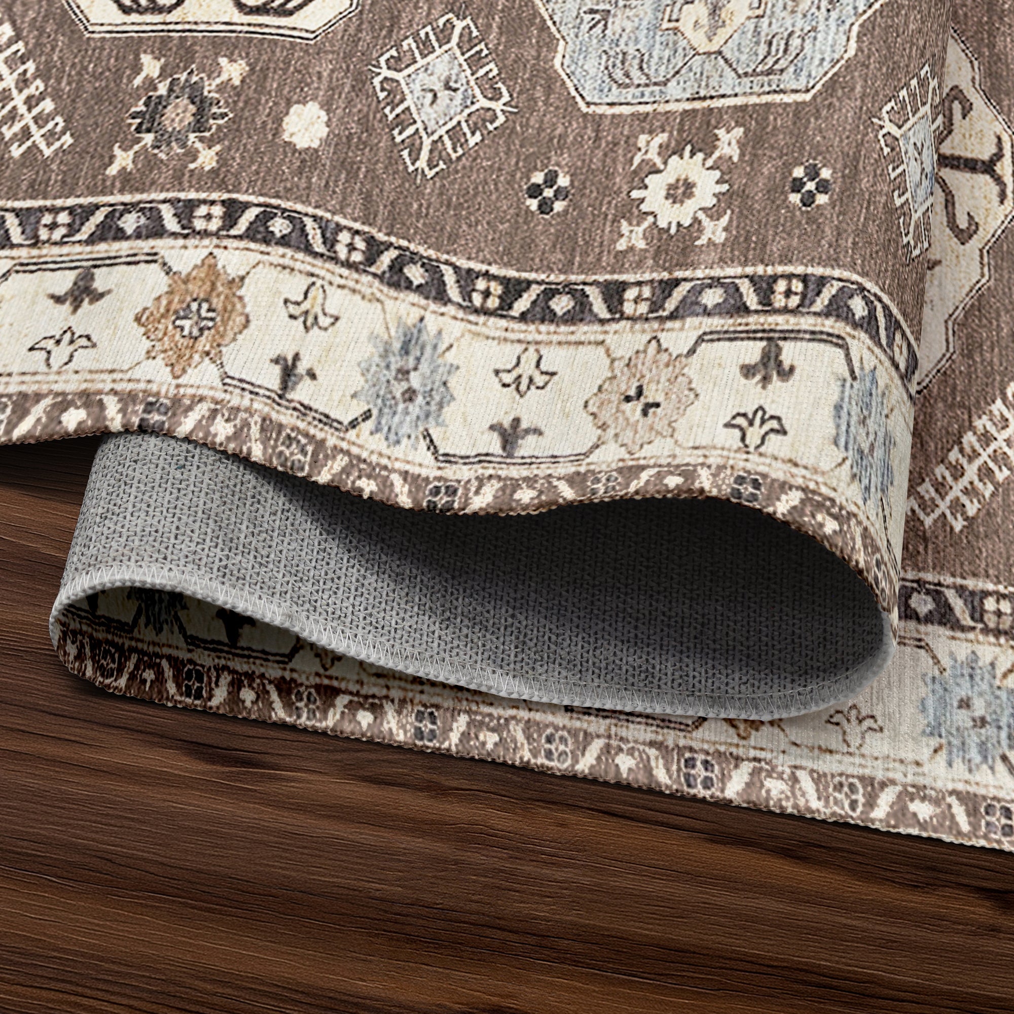 Shary Coffee Brown Hallway Washable Rug