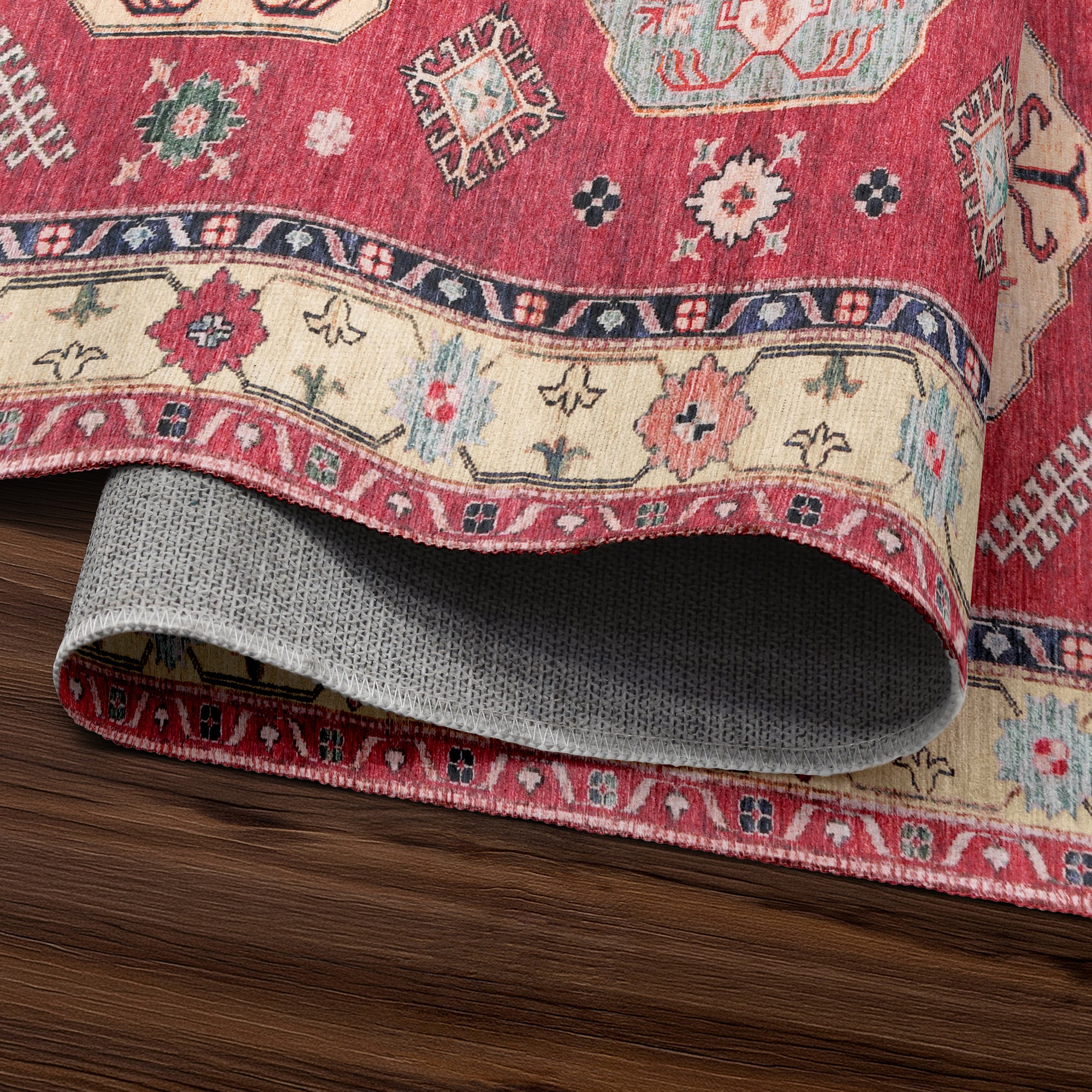 Shary Coral Hallway Washable Rug
