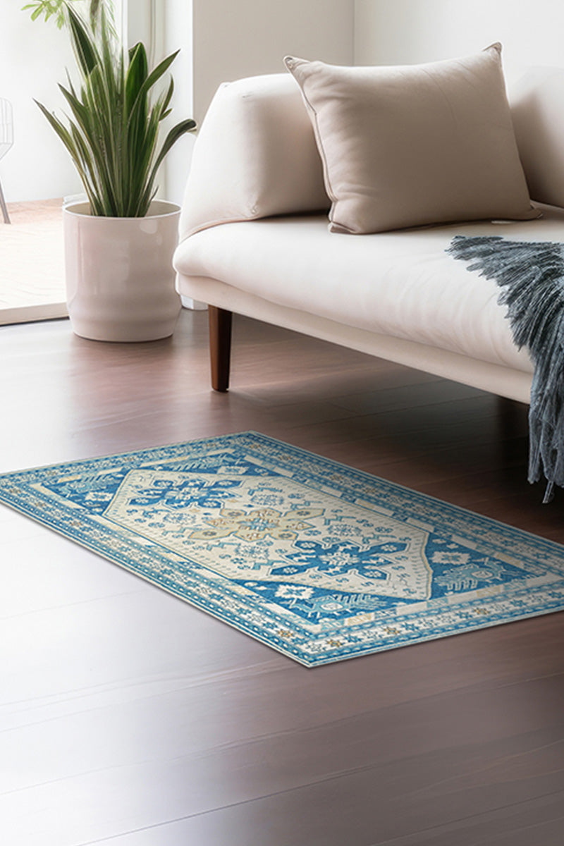 Saraz Blue Washable Rug