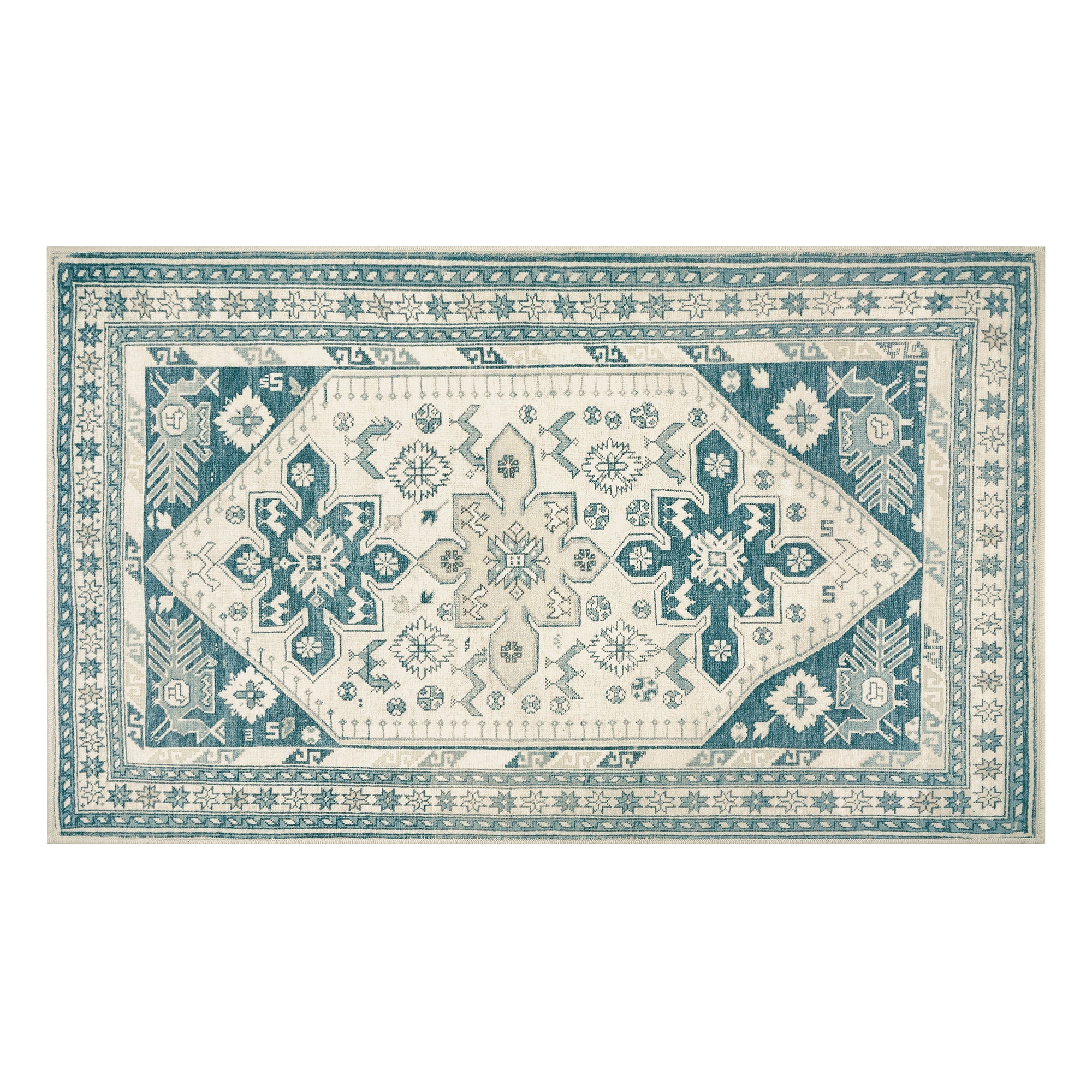 Saraz Teal Washable Rug