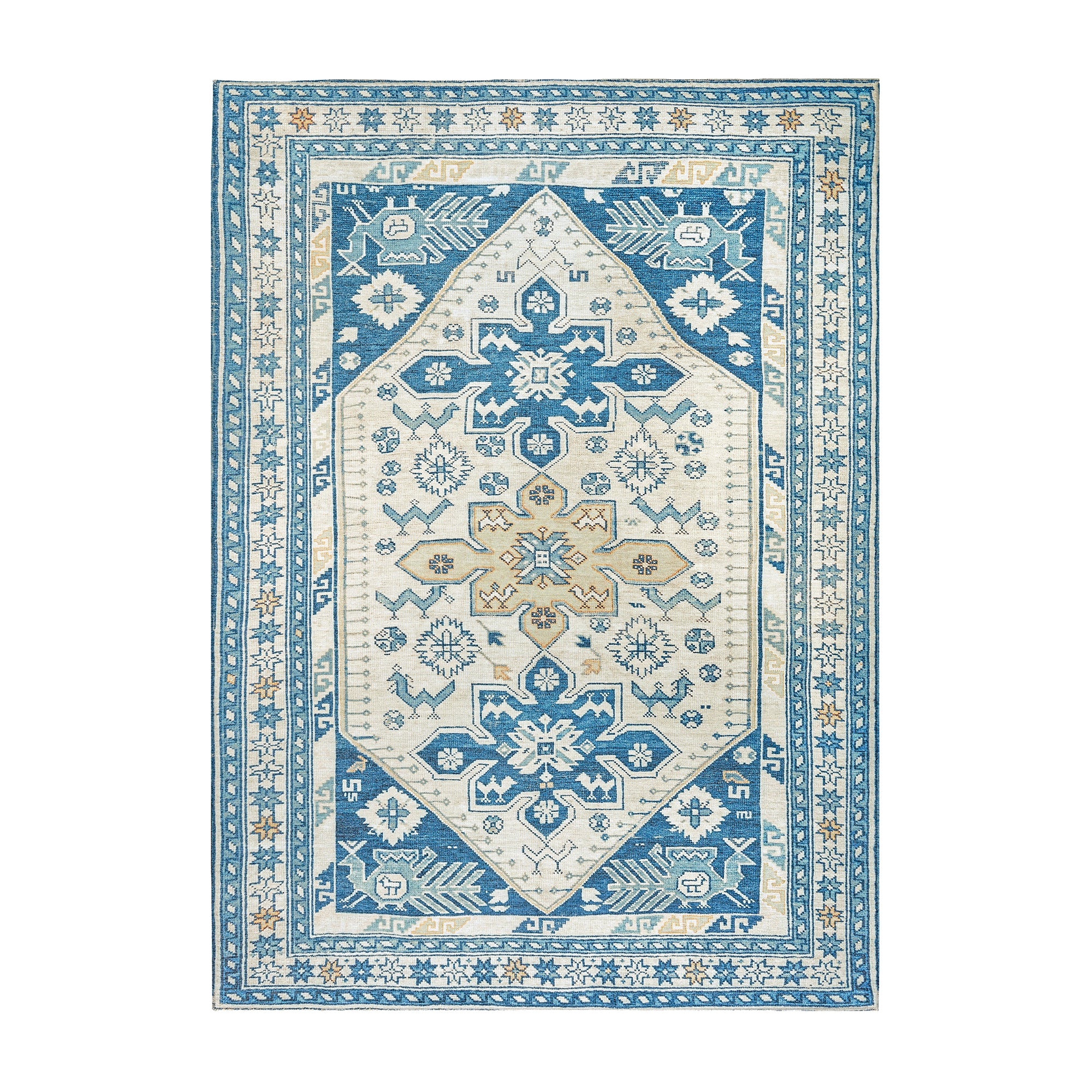 Saraz Blue Bedroom Washable Rug