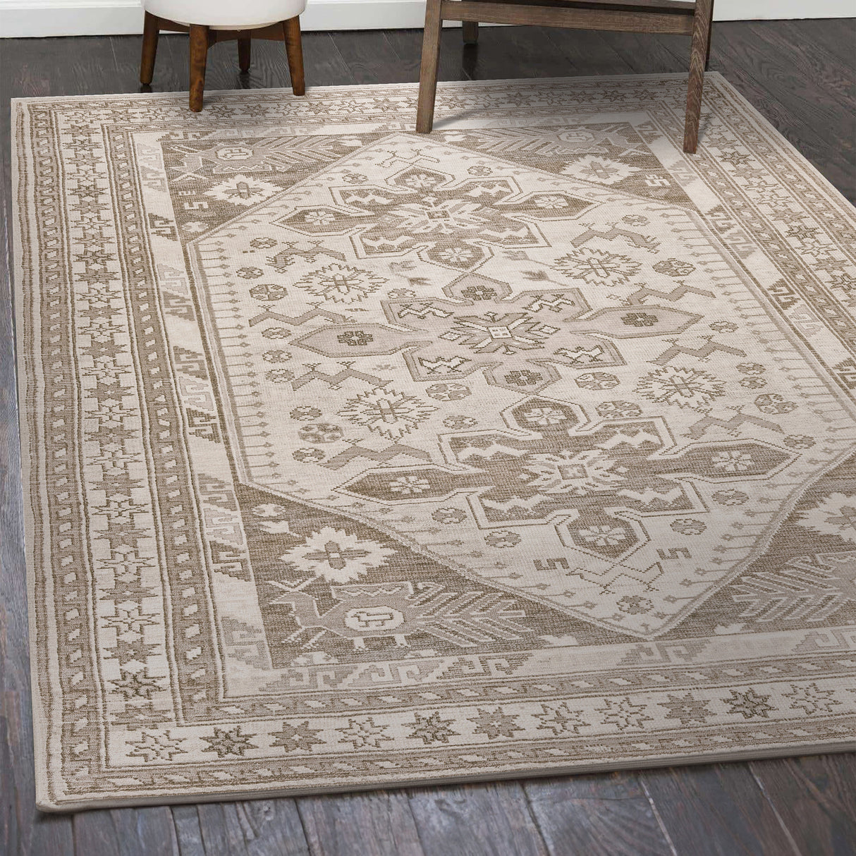 Saraz Grey Silver Washable Rug