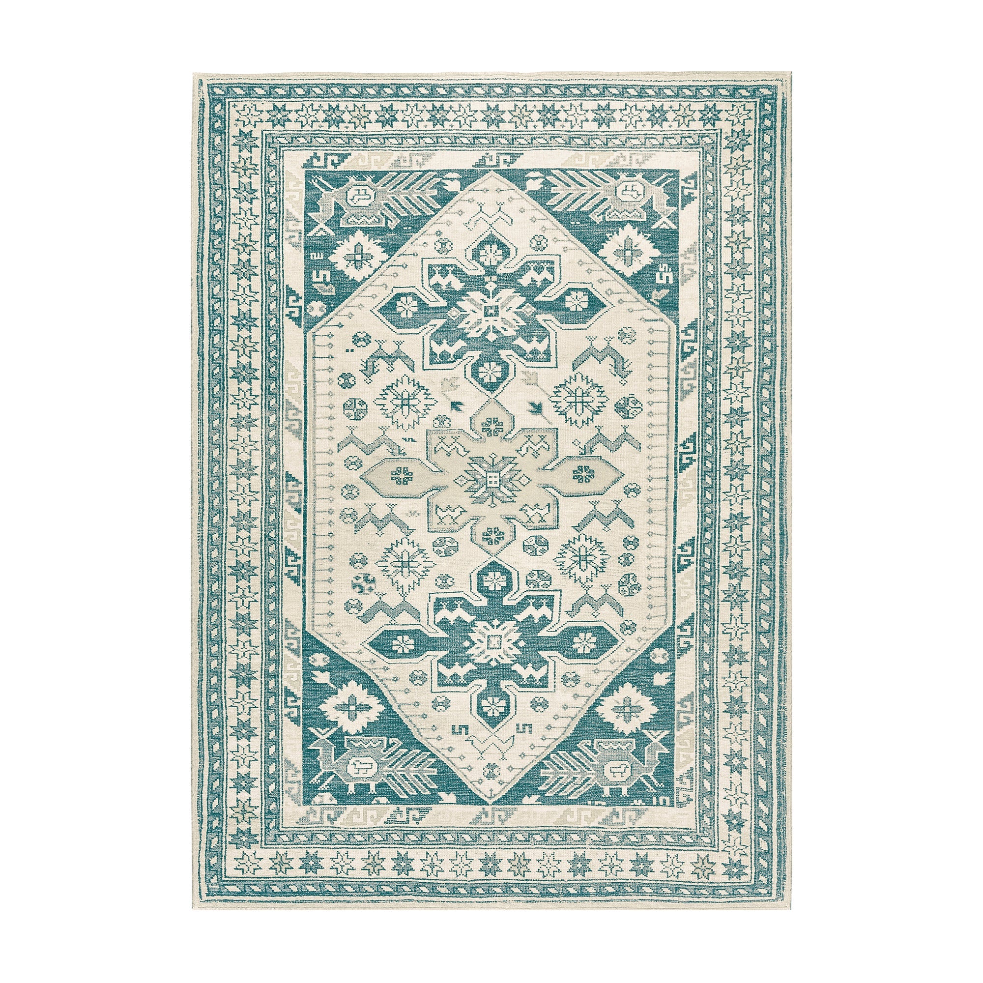 Saraz Teal Kitchen Washable Rug