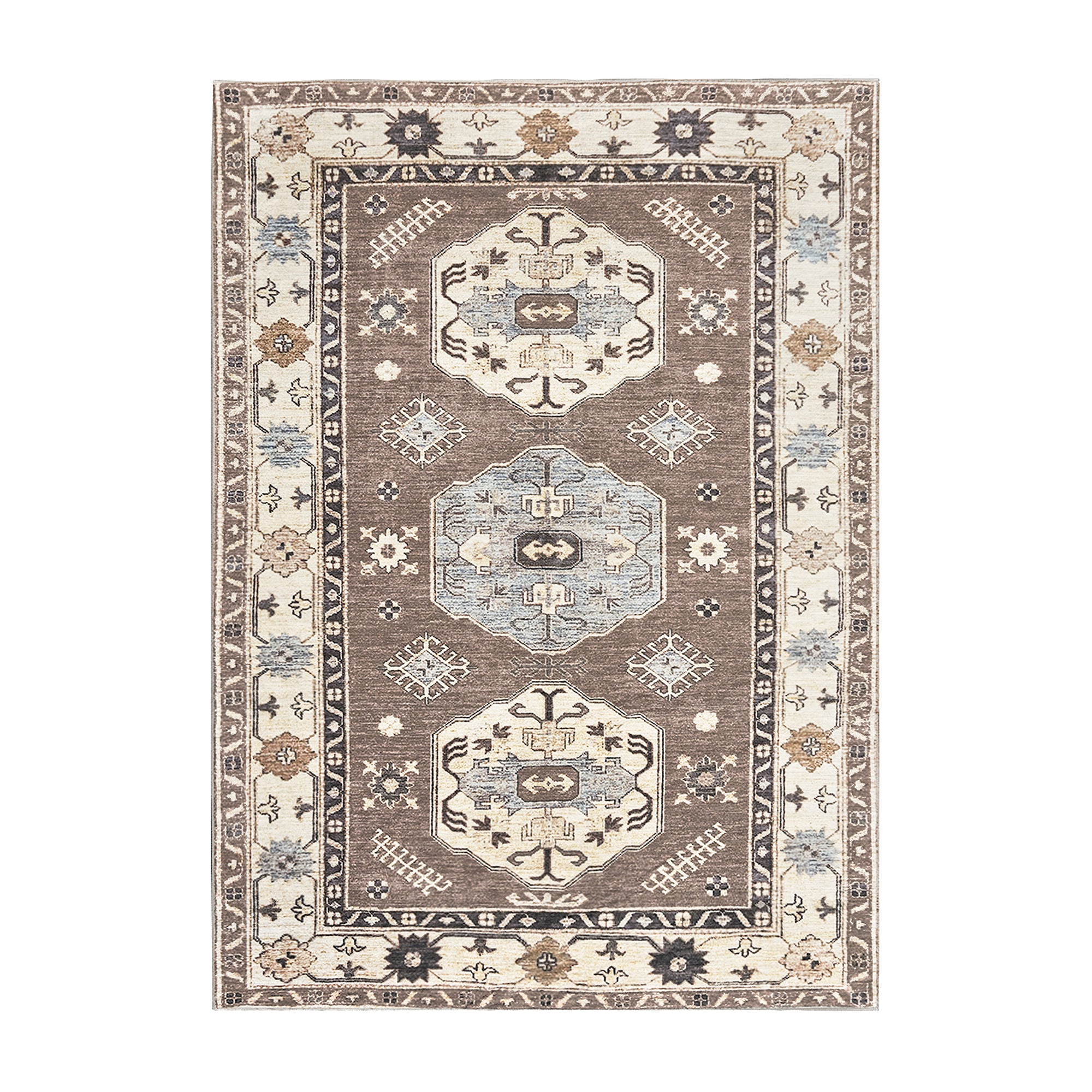 Shary Coffee Brown Hallway Washable Rug