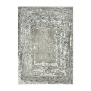 Amaya Bordered Abstract Greige Washable Rug