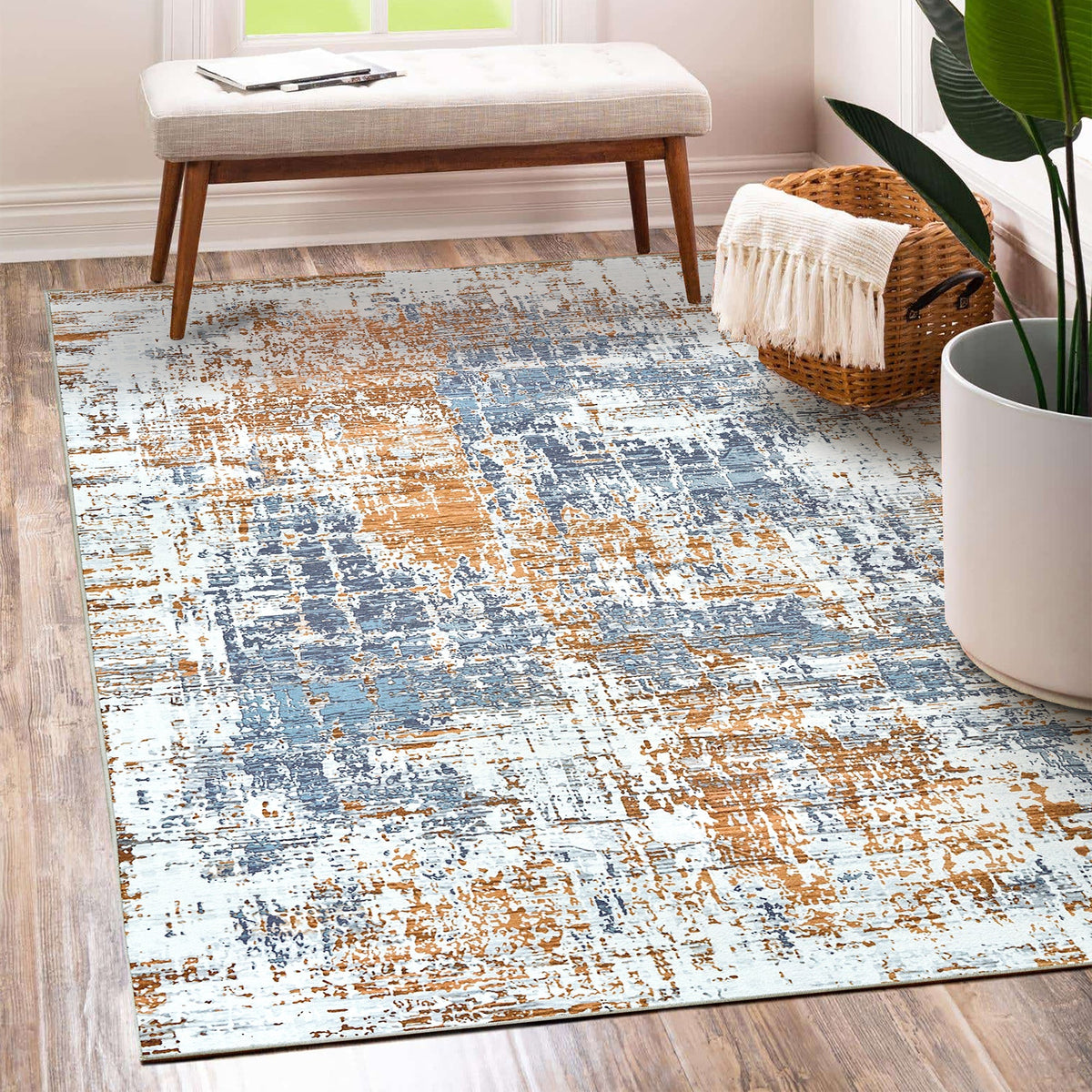 Aurora Abstract Multicolor Washable Rug | My Magic Carpet