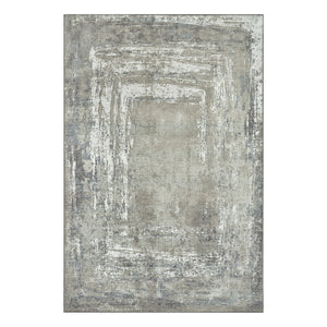 Amaya Bordered Abstract Greige Washable Rug