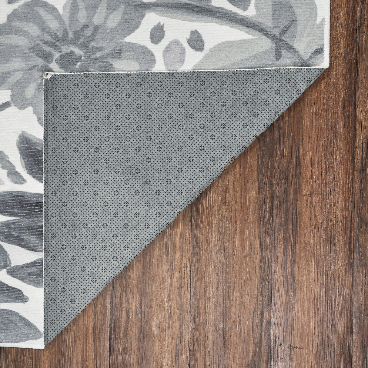 Floral Bloom Grey Washable Rug