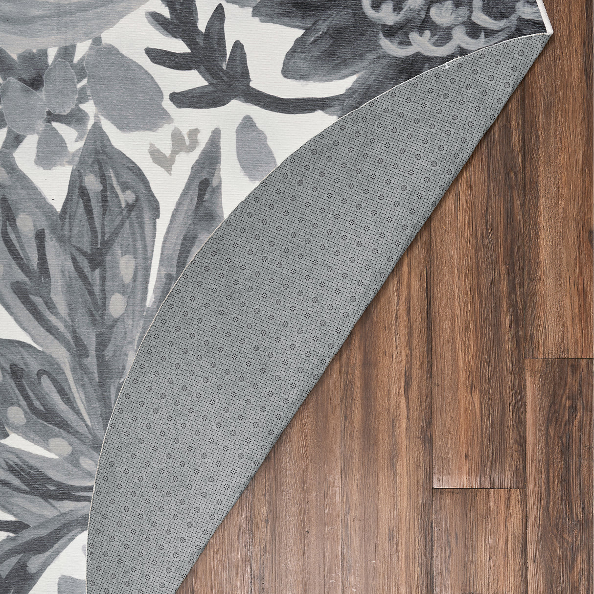 Floral Bloom Grey Washable Rug