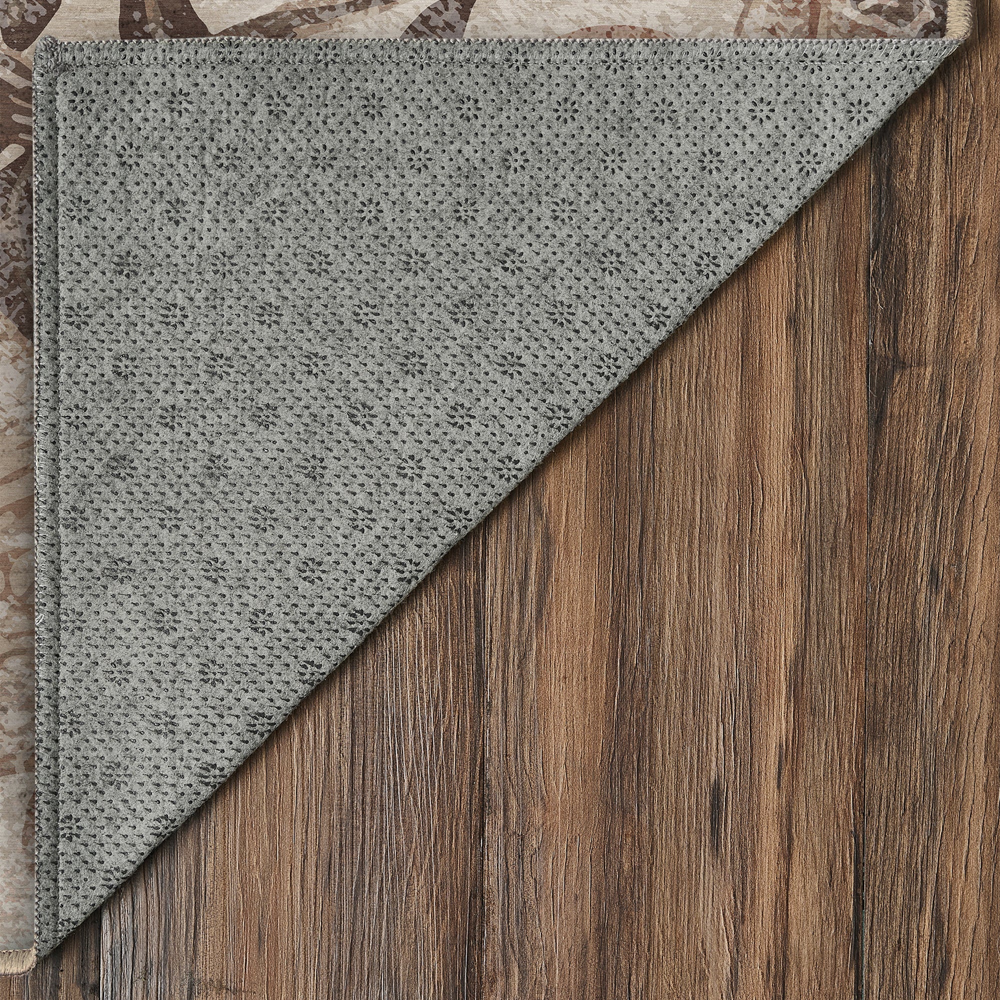 Eden Floral Brown Bathroom Machine Washable Rug
