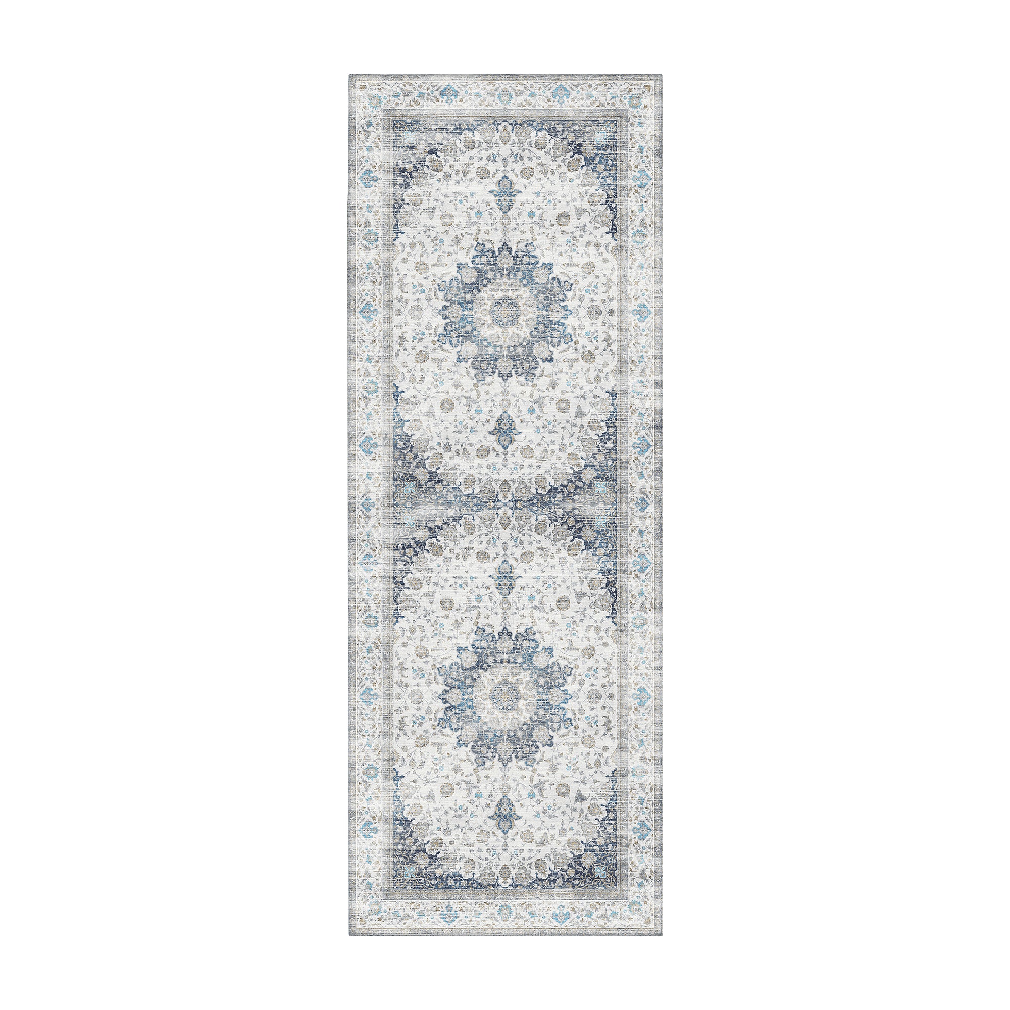Vespera Medallion Silver Machine Washable Rug