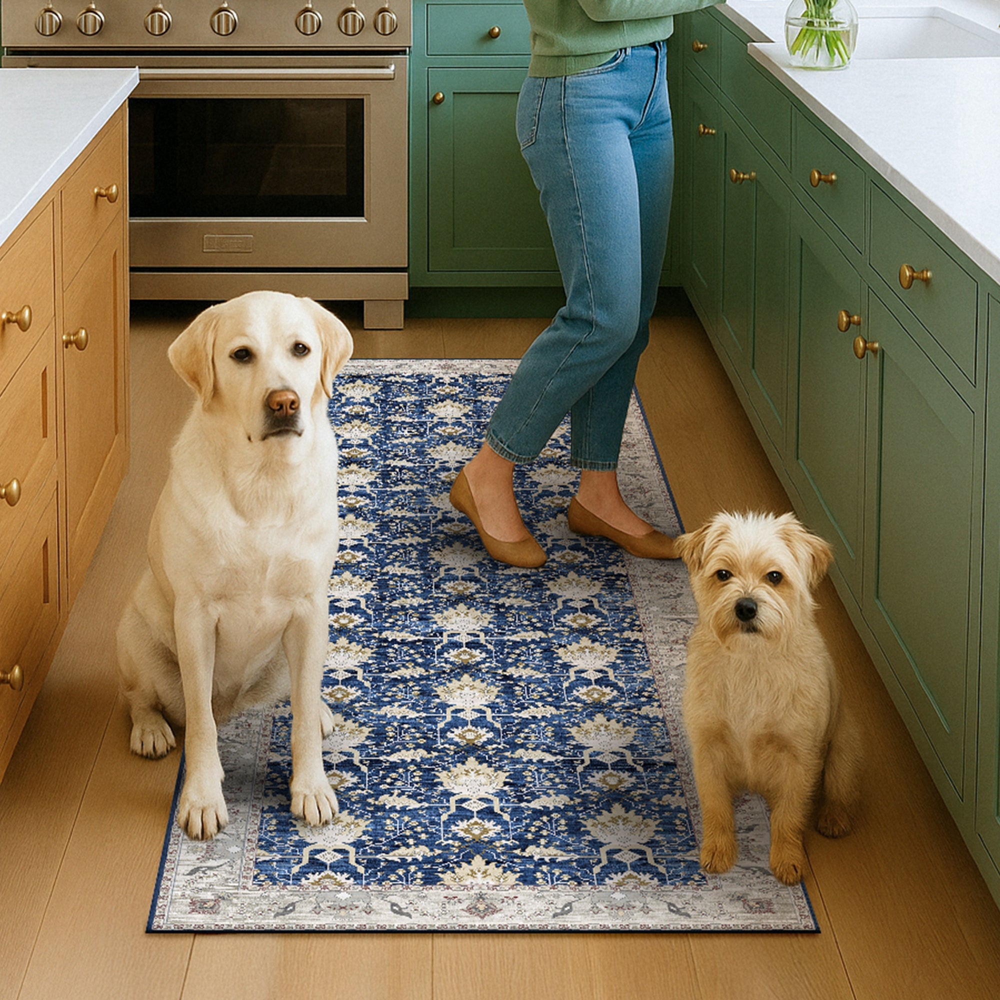 Aurelian Sapphire Kitchen Machine Washable Rug