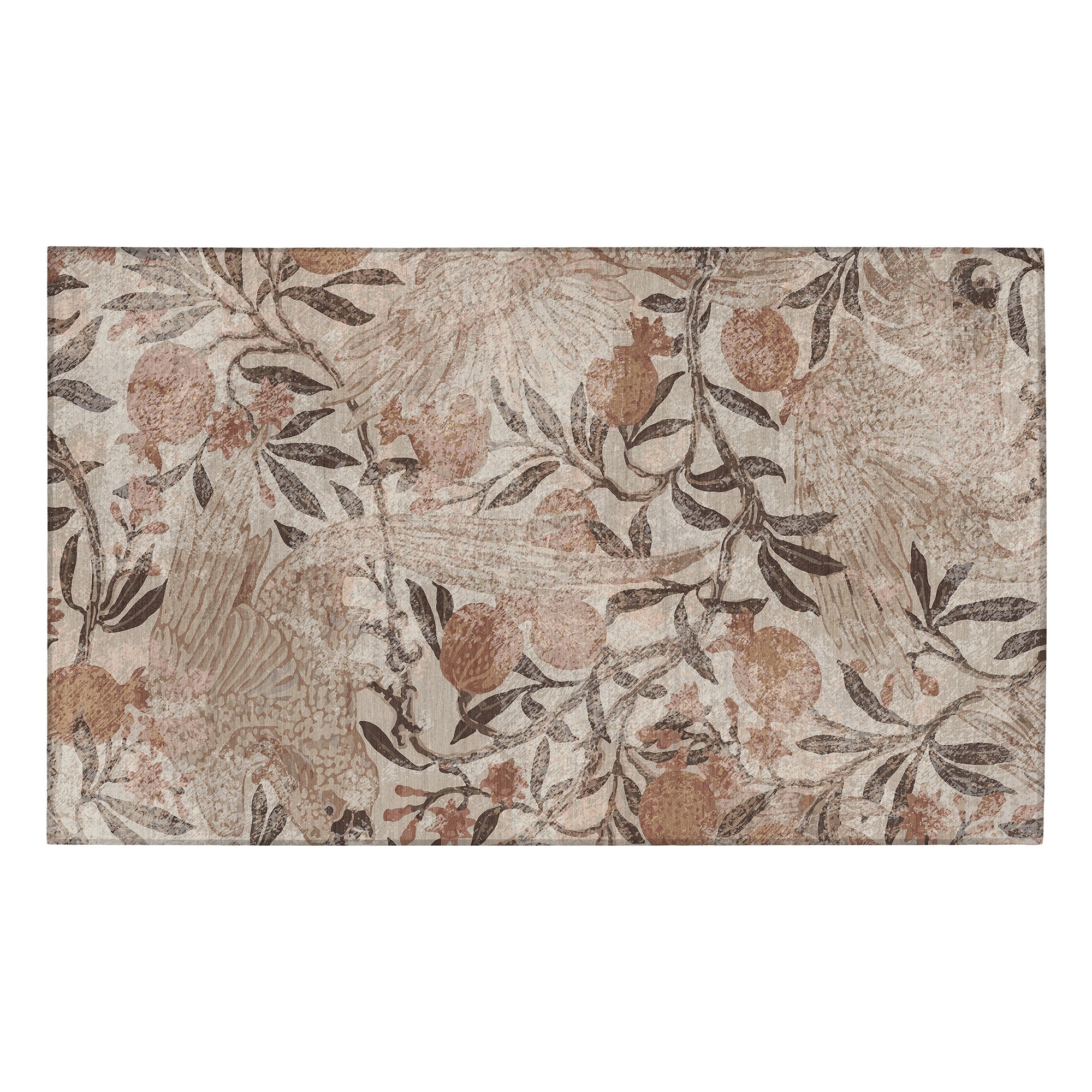 Eden Floral Brown Machine Washable Rug