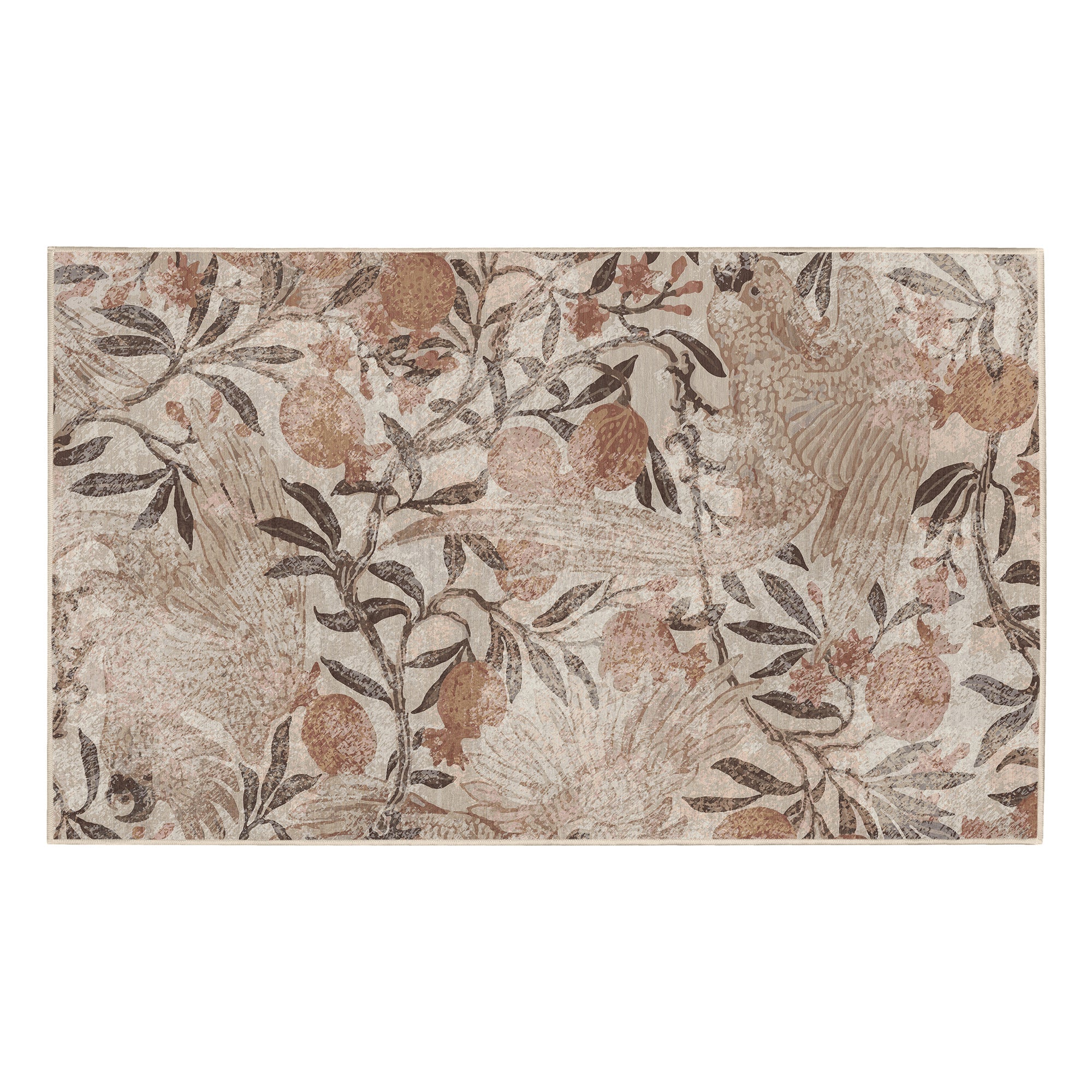 Eden Floral Brown Bathroom Machine Washable Rug