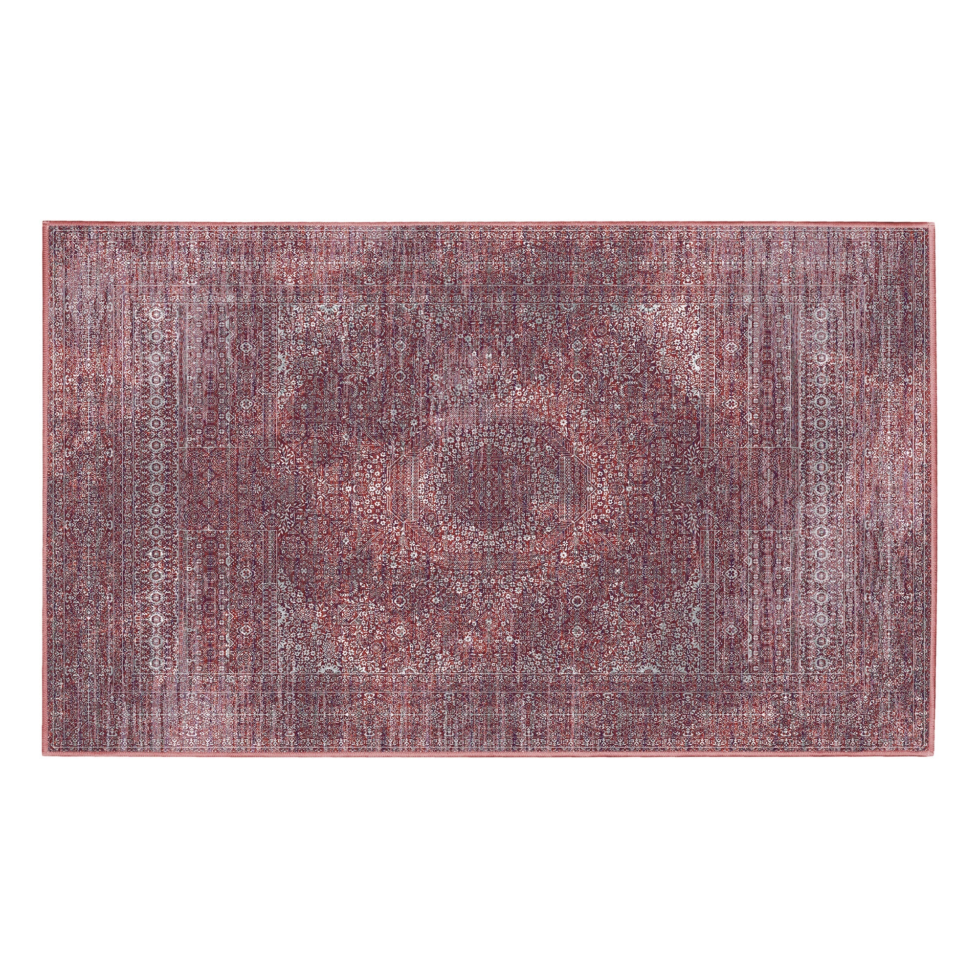 Tabriz Mirage Burgundy Bathroom Machine Washable Rug