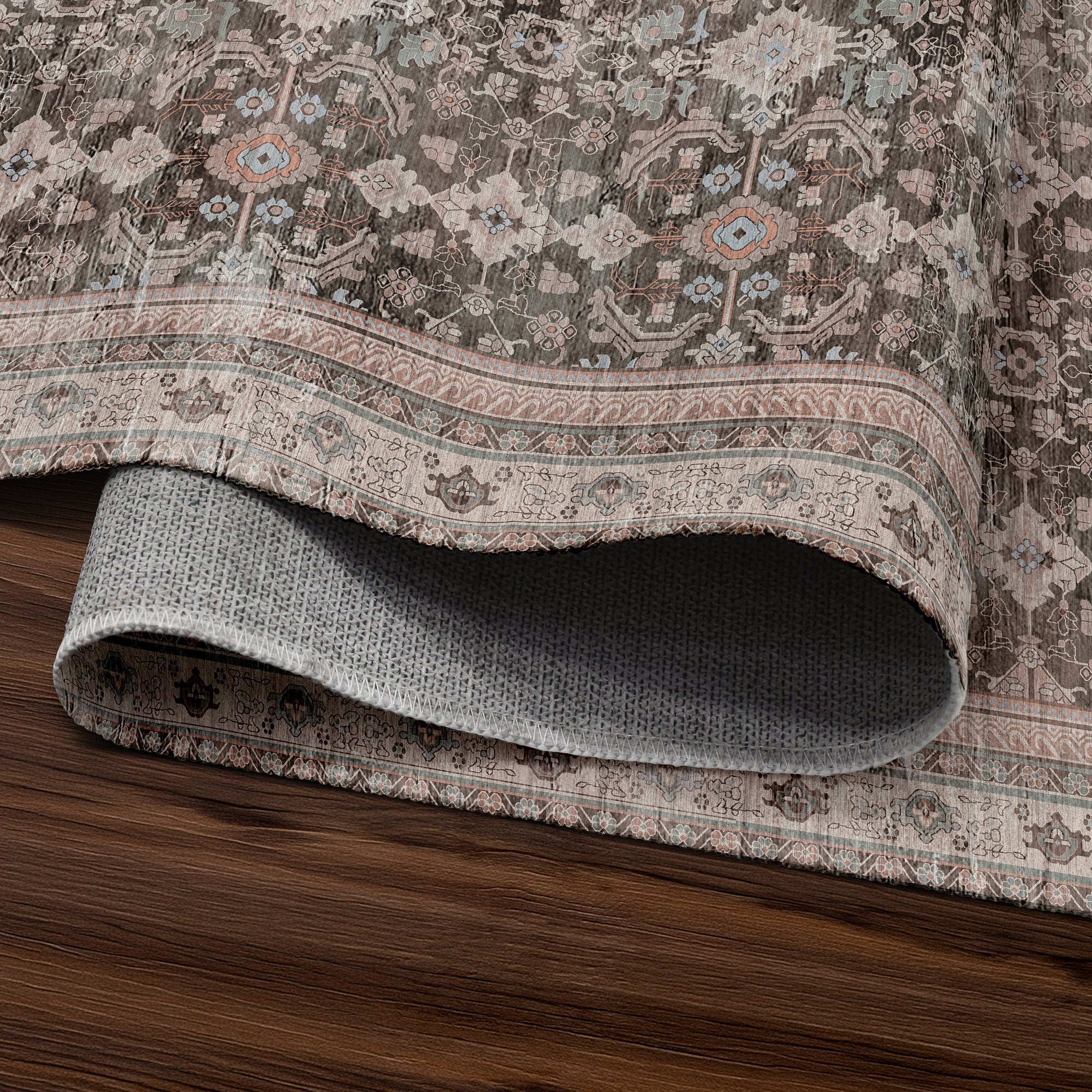 Verdelle Taupe Machine Washable Rug