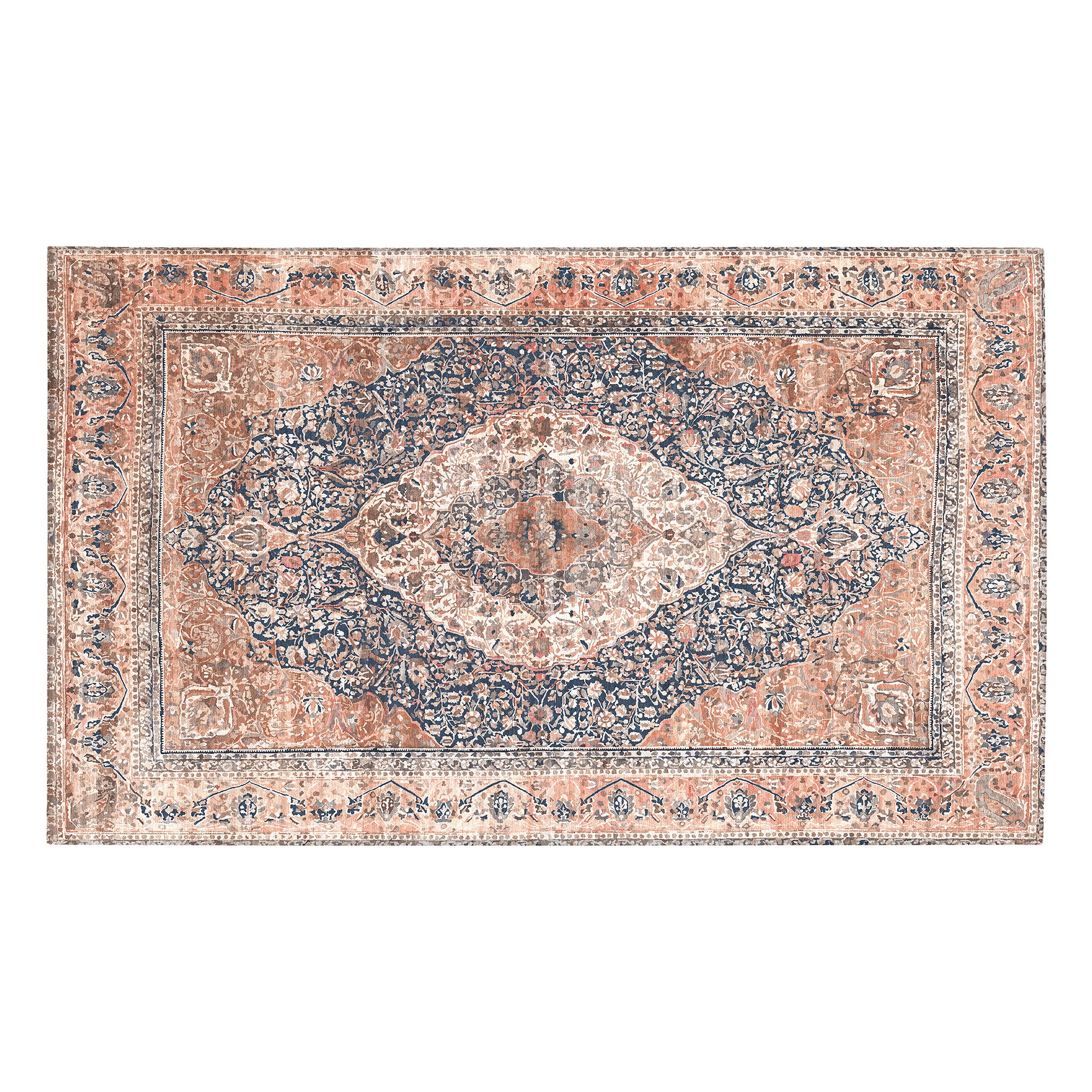 Isabel Vintage Coral Machine Washable Rug