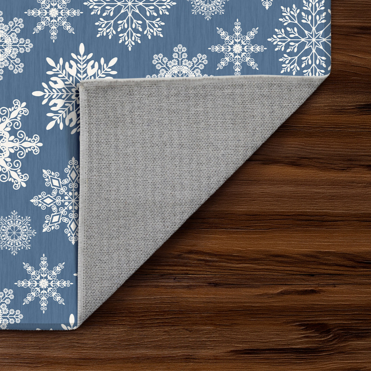 Holiday Winter Christmas Snowflakes Blue Machine Washable Area Rug, Blue Traditional design, Ruggable style washable rug for Living Room, Bedroom, Kitchen and Hallway.