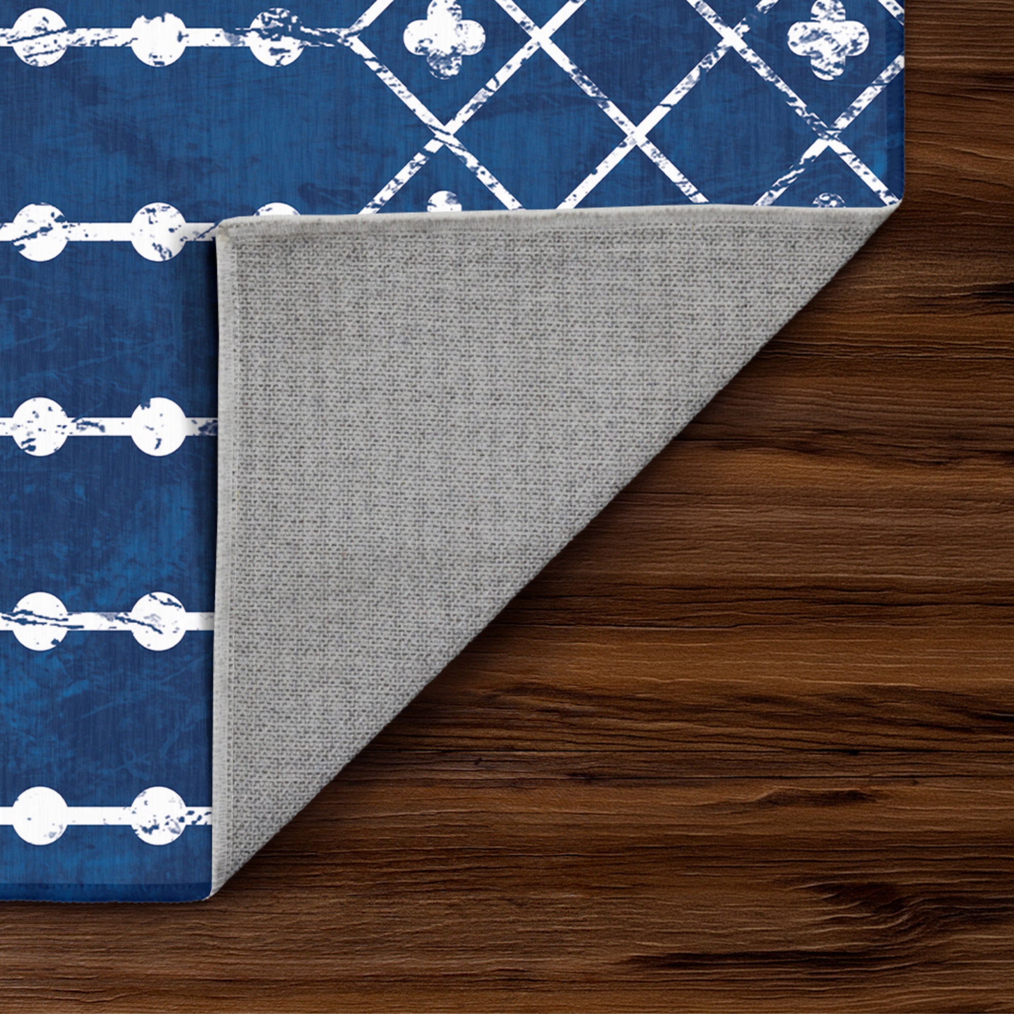 Amelia Moroccan Blue White Machine Washable Rug