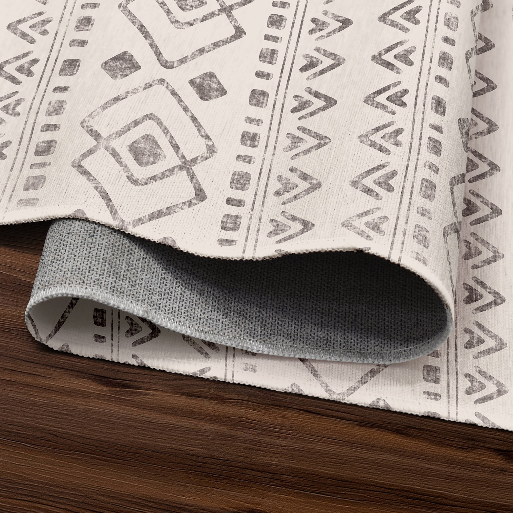 Ebony Distressed Tribal Beige Machine Washable Rug