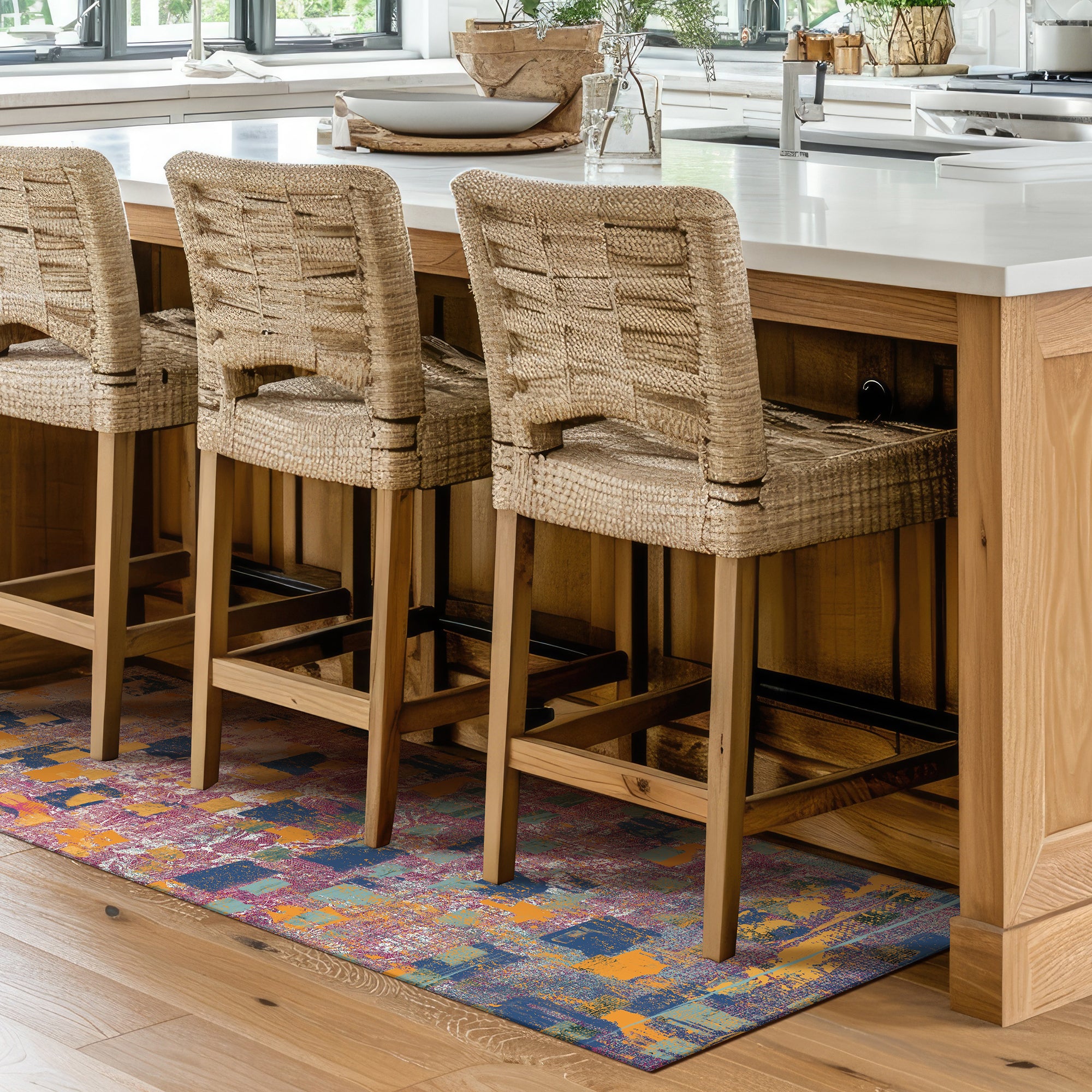 Johanna Abstract Gold Multicolor Machine Washable Rug