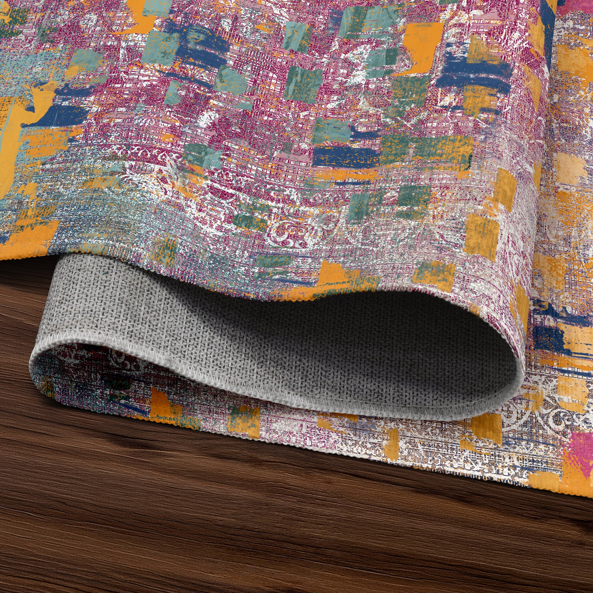 Johanna Abstract Gold Multicolor Machine Washable Rug