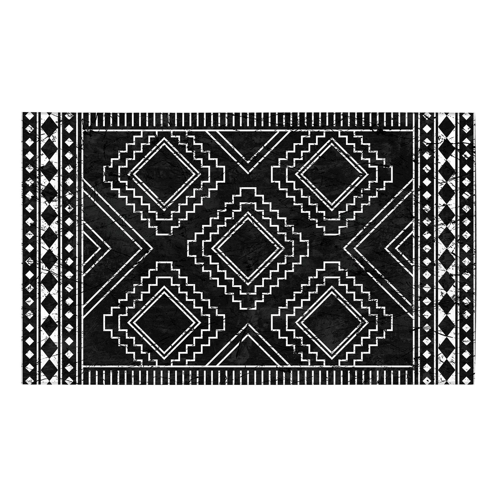 Capri Triangle Black White Machine Washable Rug