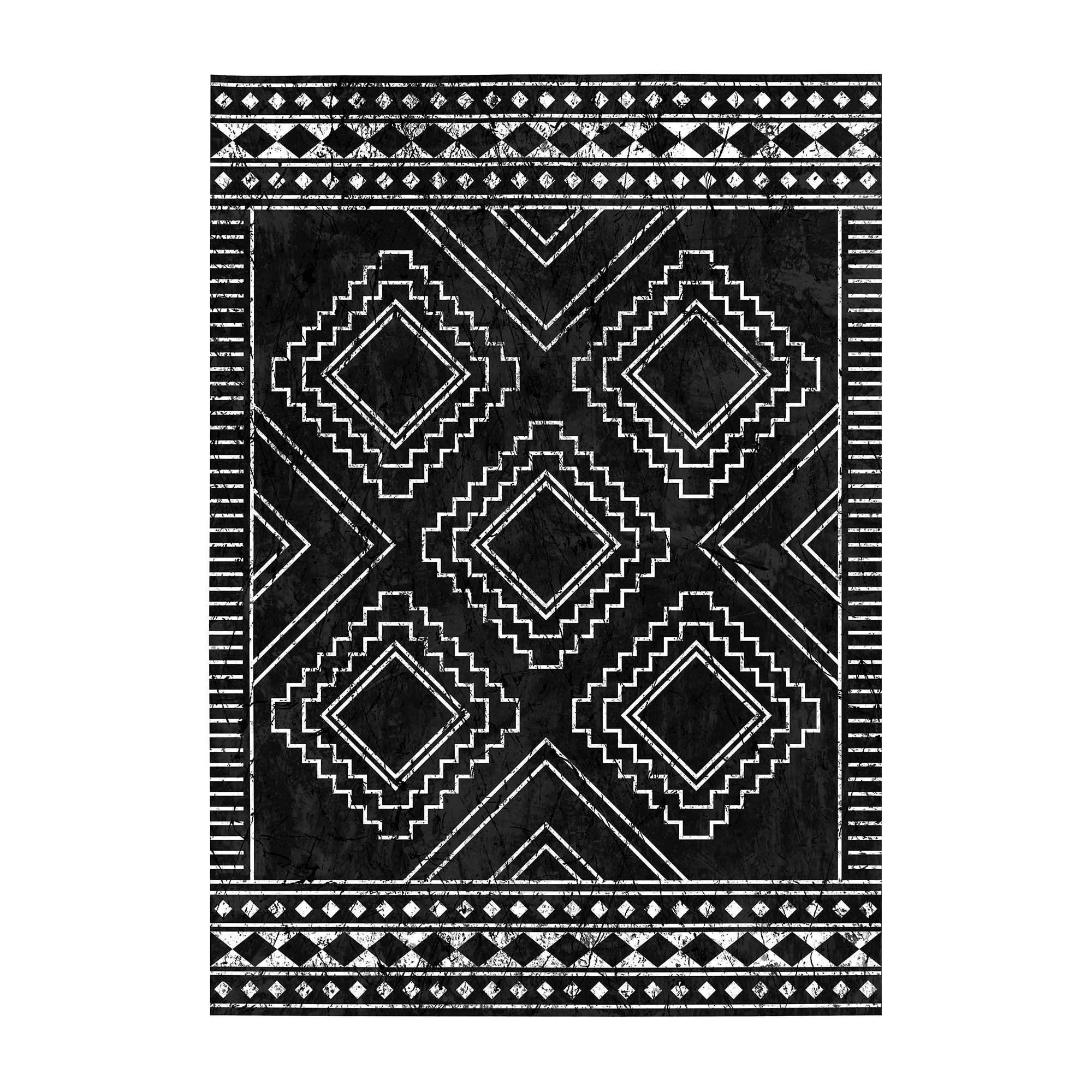 Capri Triangle Black White Machine Washable Rug