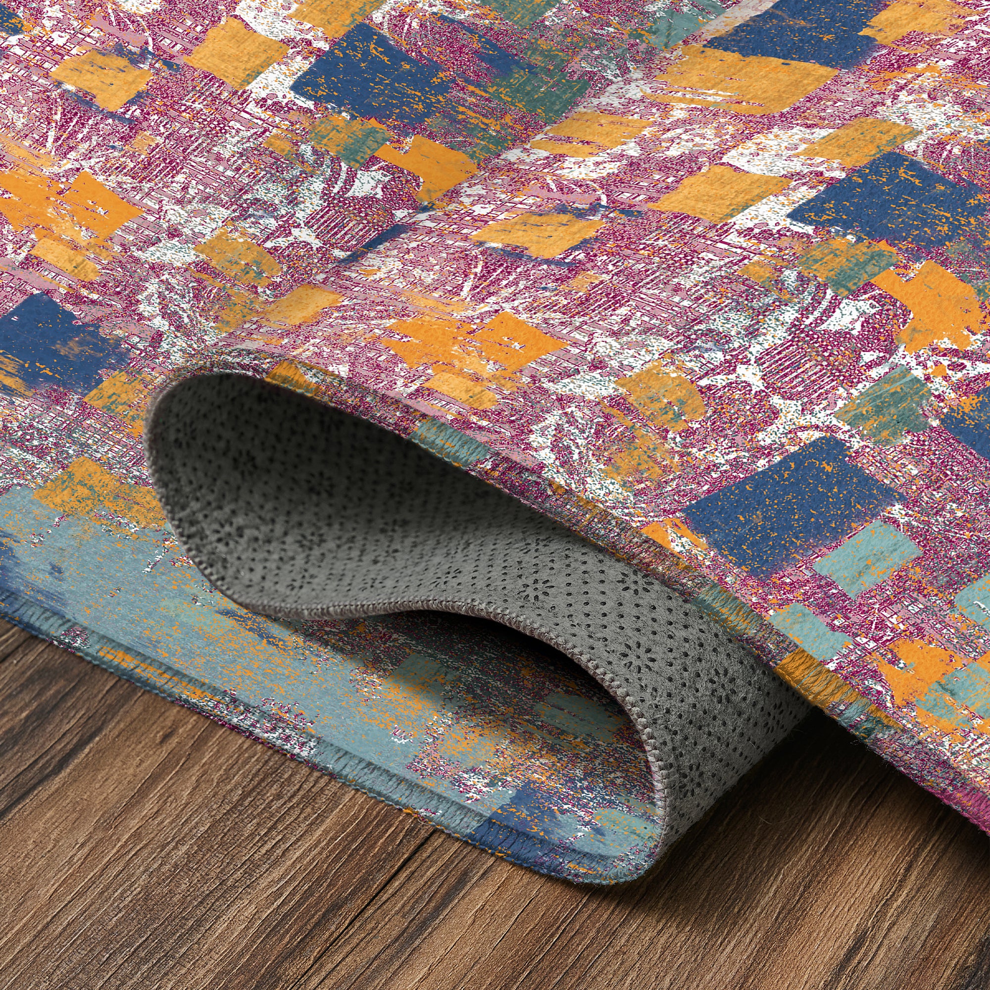 Johanna Abstract Gold Multicolor Machine Washable Rug