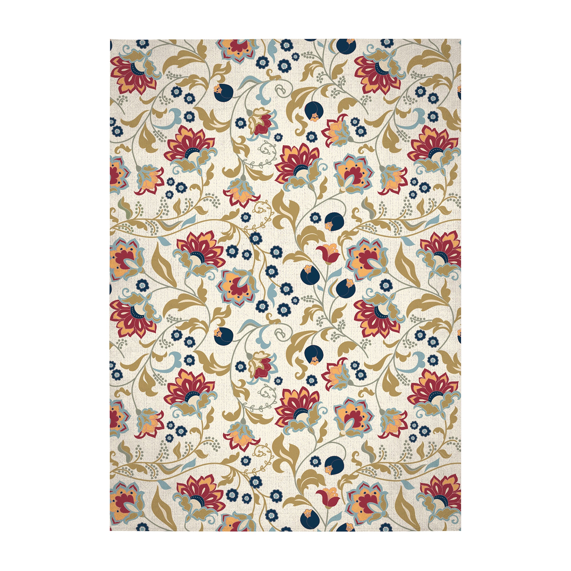 Zinnia Floral Machine Washable Rug 5 x 7 ft – Vintage Boho Botanical Non Slip Area Rug