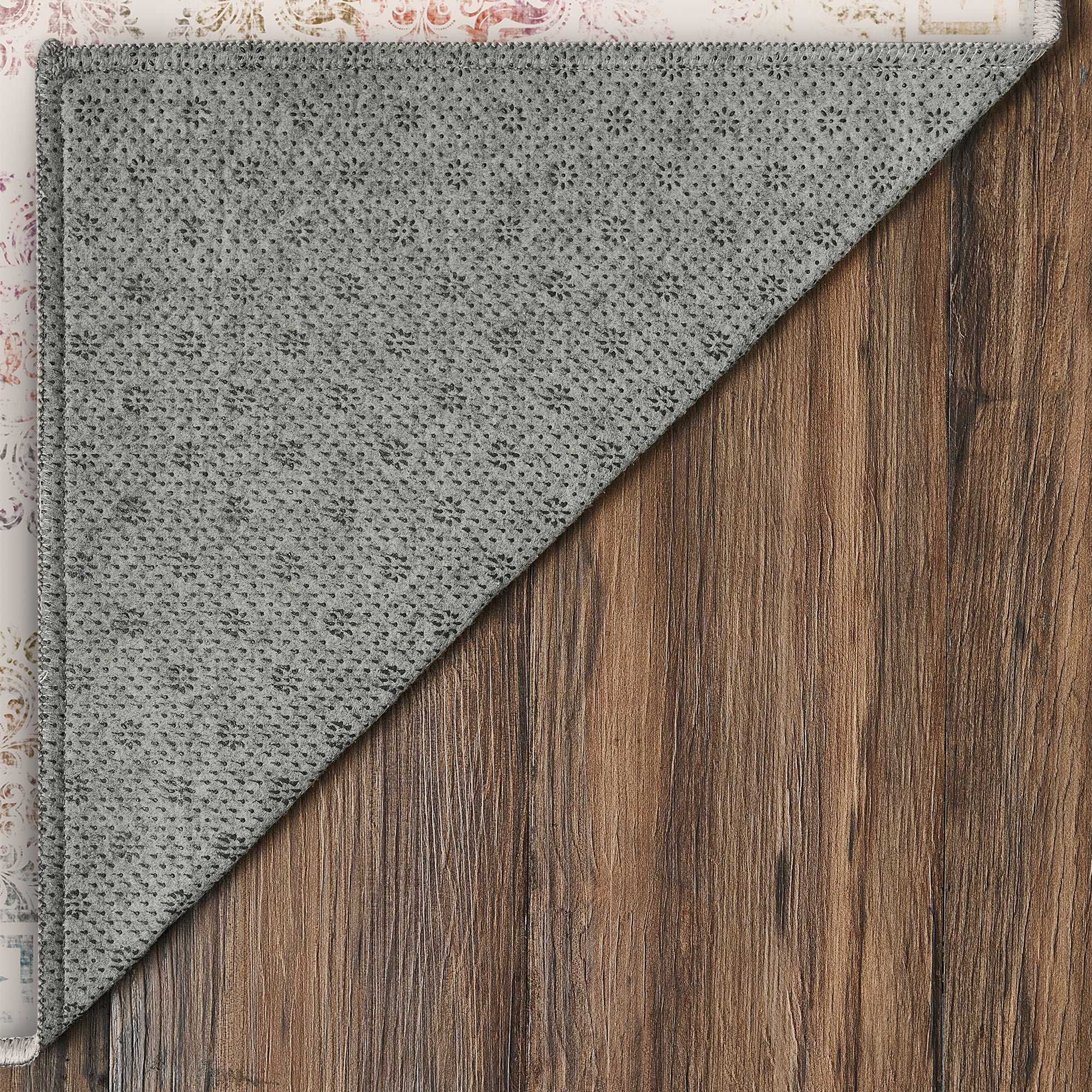 Delilah Damask Cream Machine Washable Rug