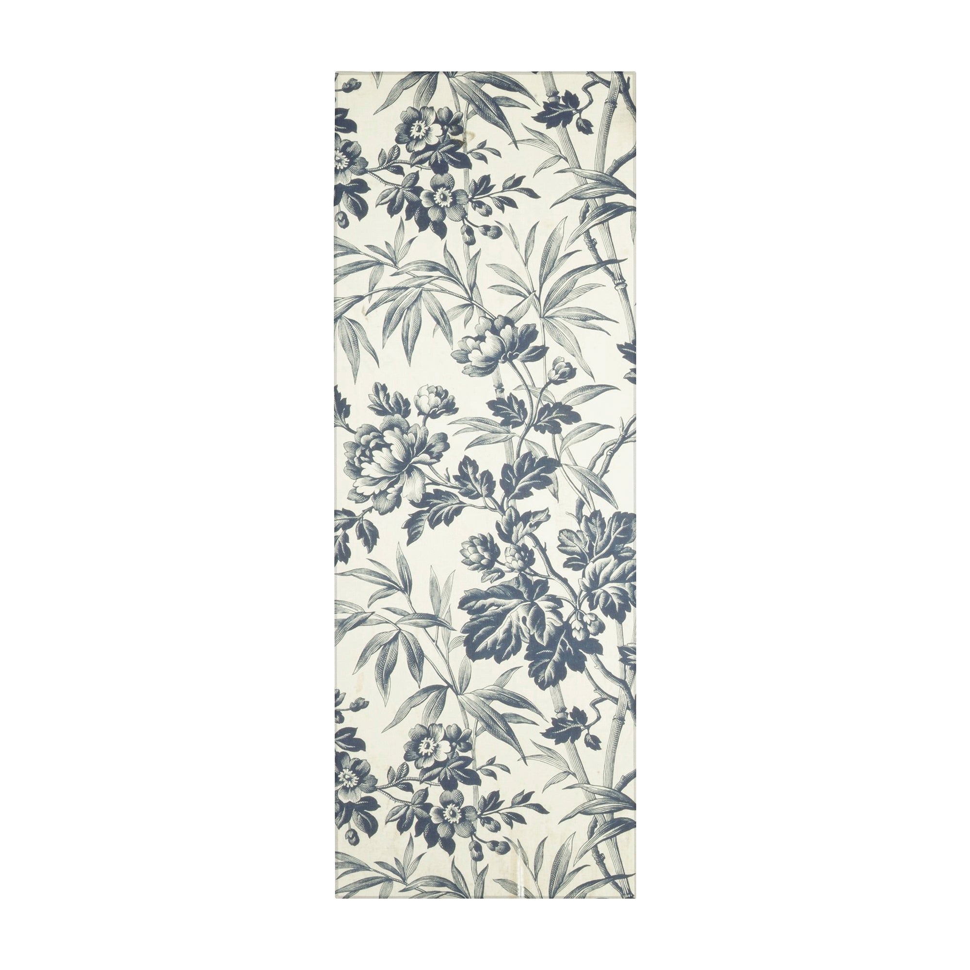 Daphne Floral Machine Washable Rug 2.5 x 7 ft – Blue Toile Botanical Non Slip Area Rug