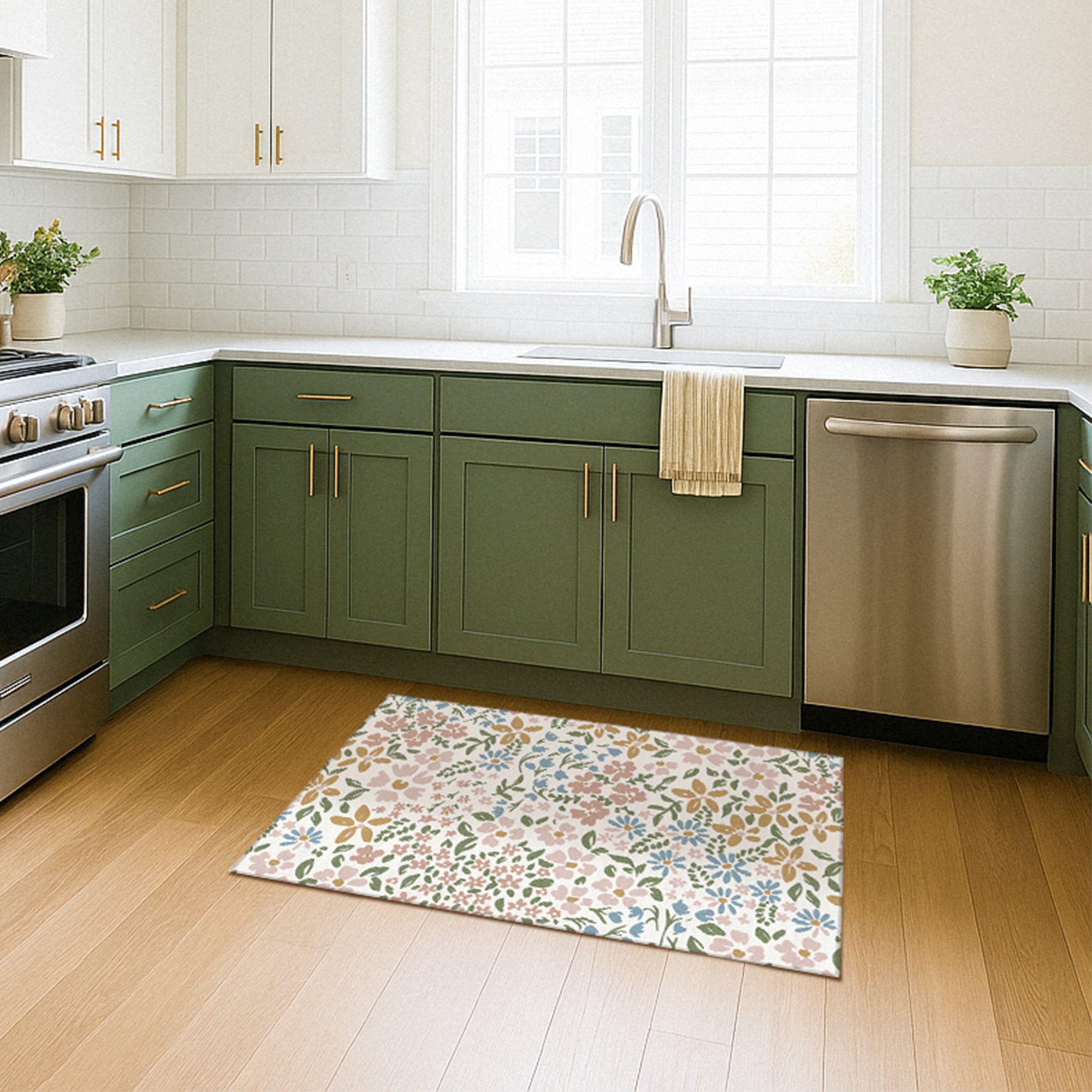 Clara Floral Multicolor Machine Washable Rug