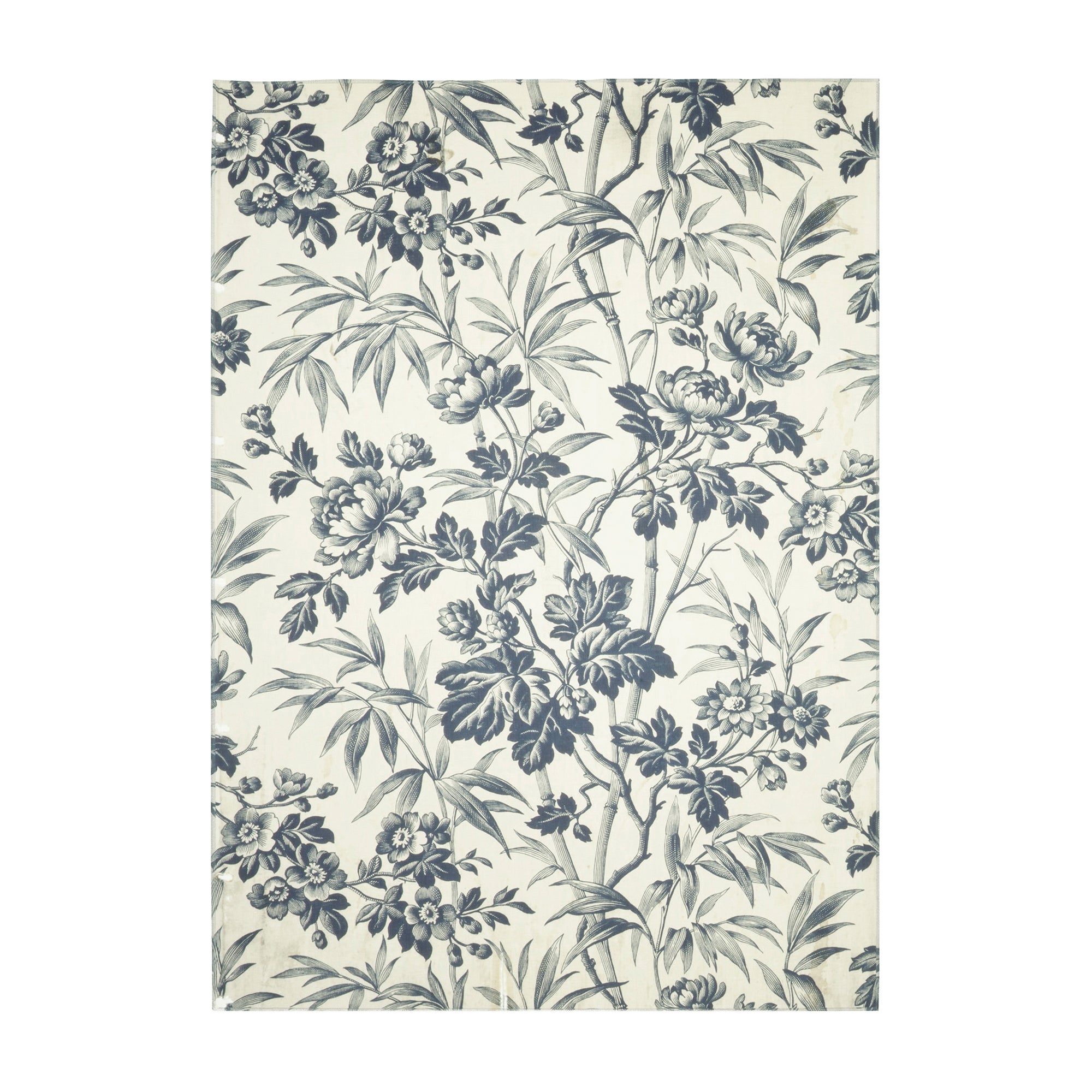 Daphne Floral Machine Washable Rug 5 x 7 ft – Blue Toile Botanical Non Slip Area Rug