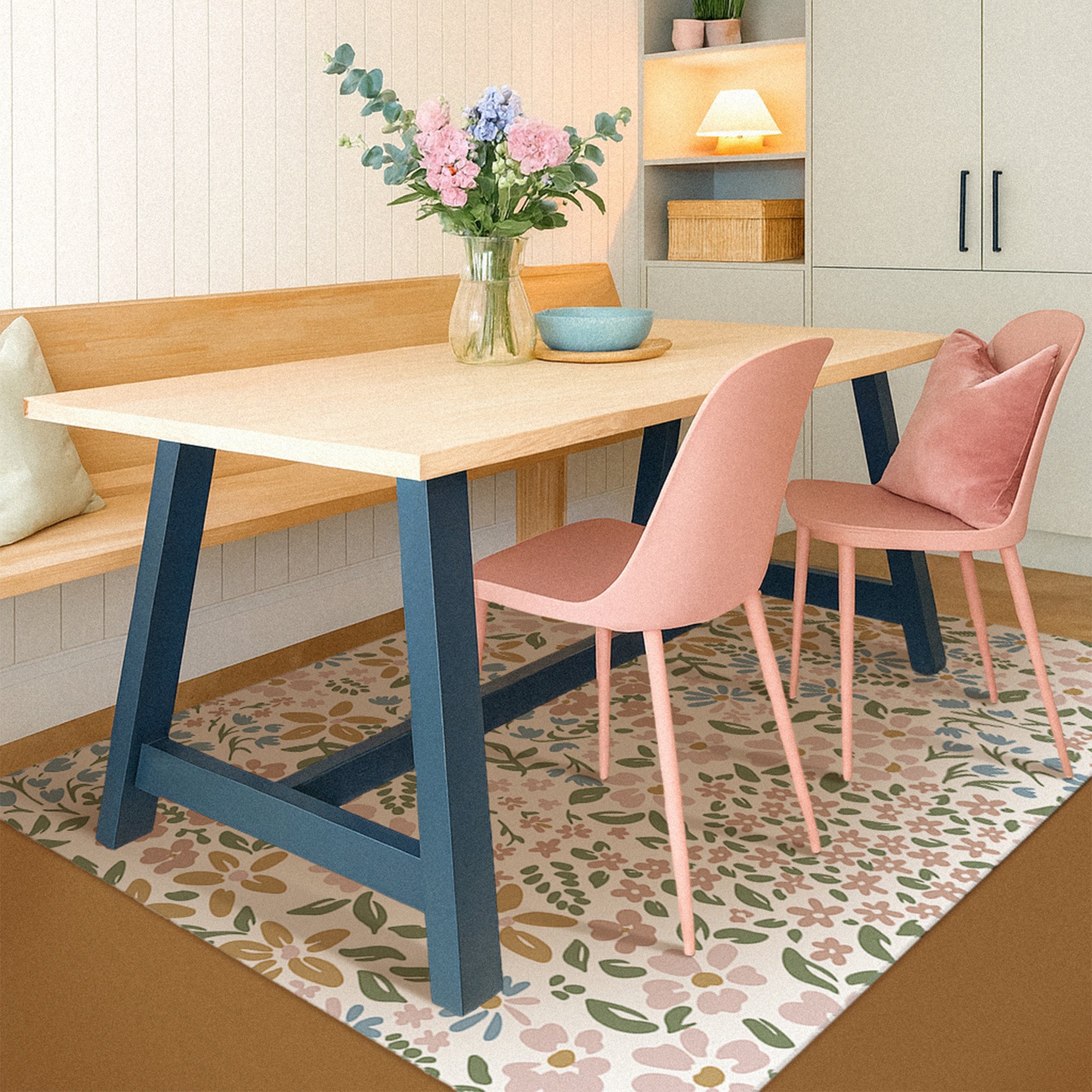 Clara Floral Multicolor Machine Washable Rug
