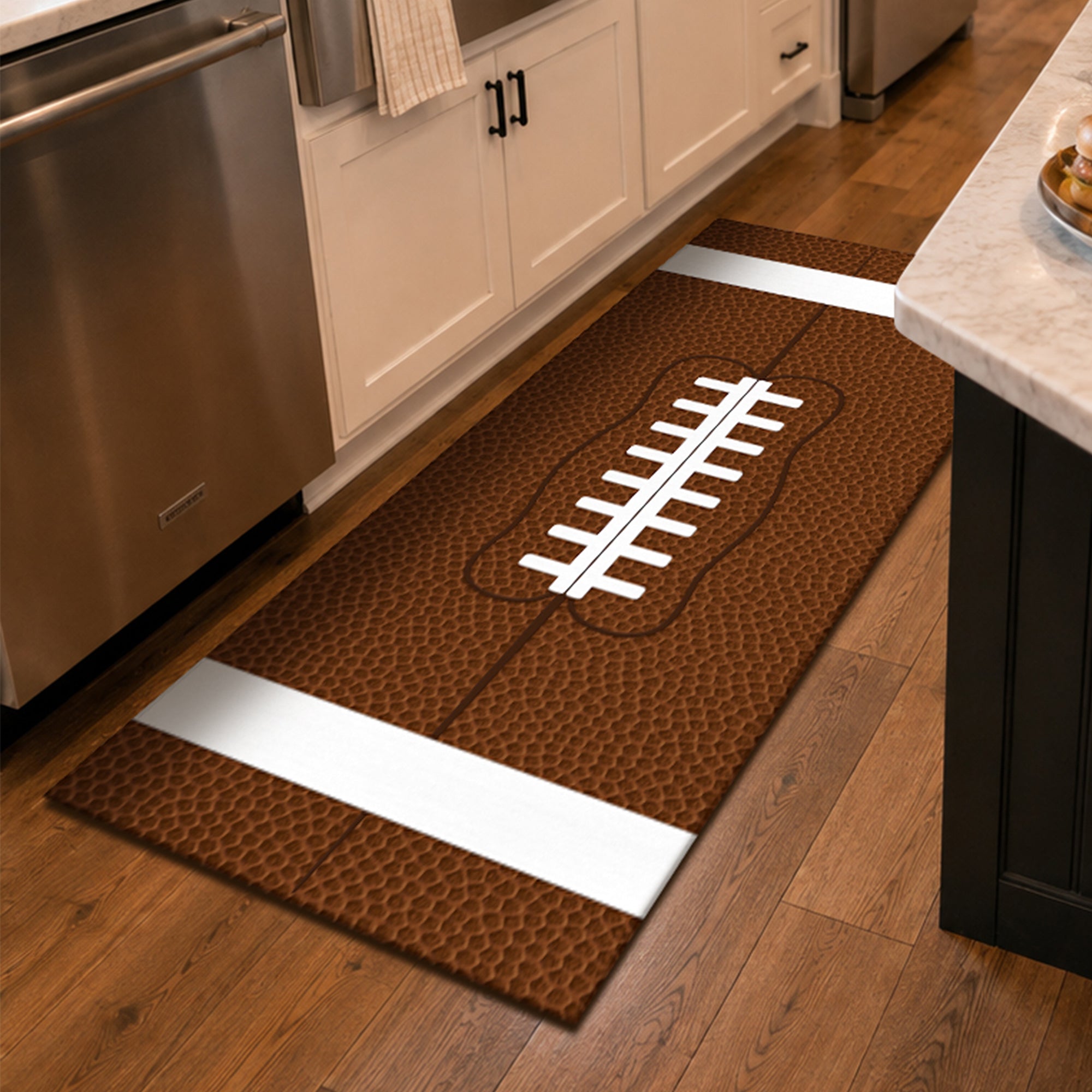 Football Machine Washable Rug