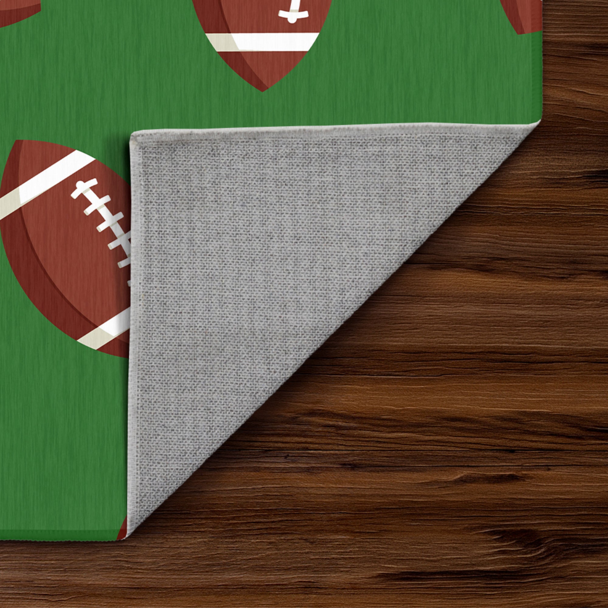 Football Pattern Green Machine Washable Rug