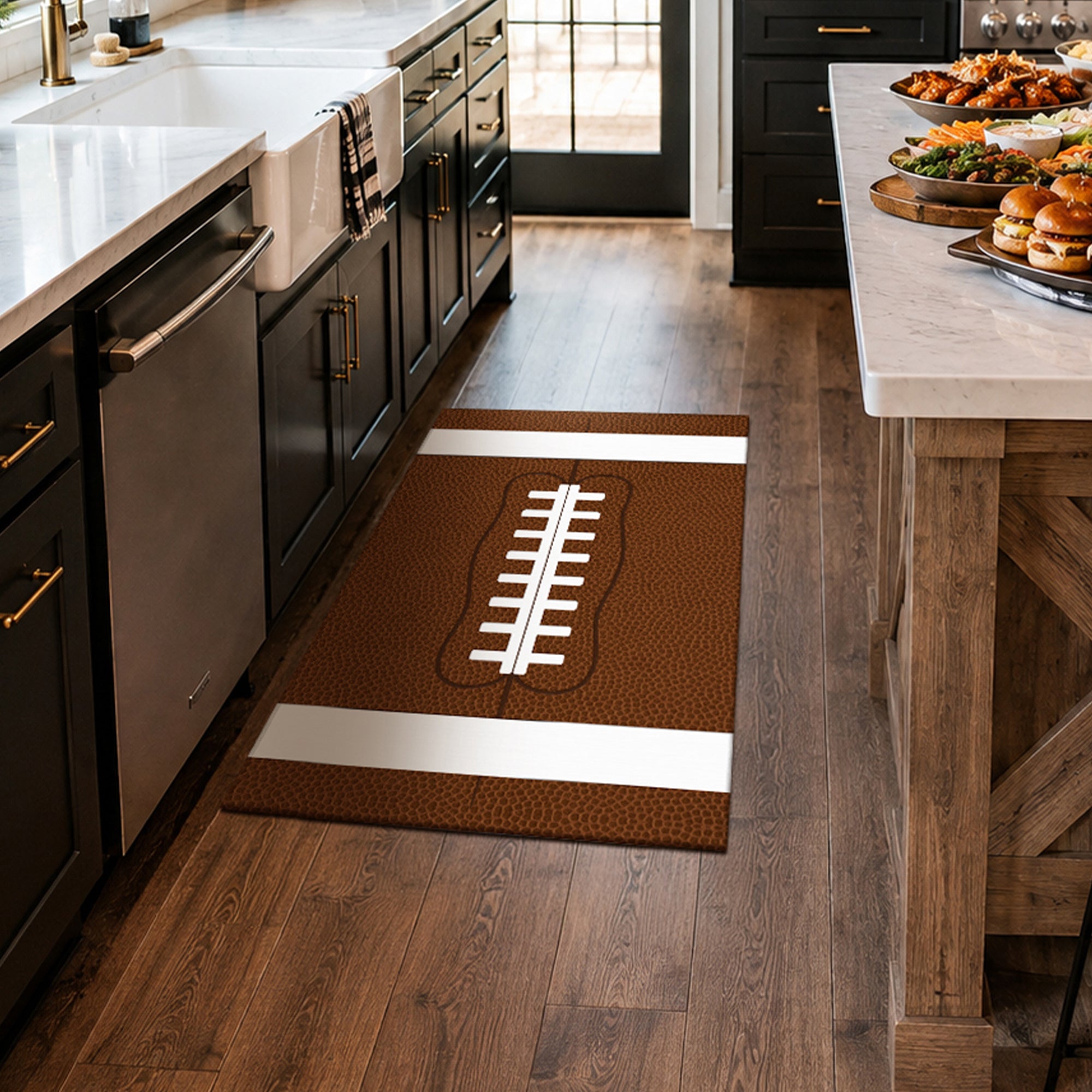 Football Machine Washable Rug