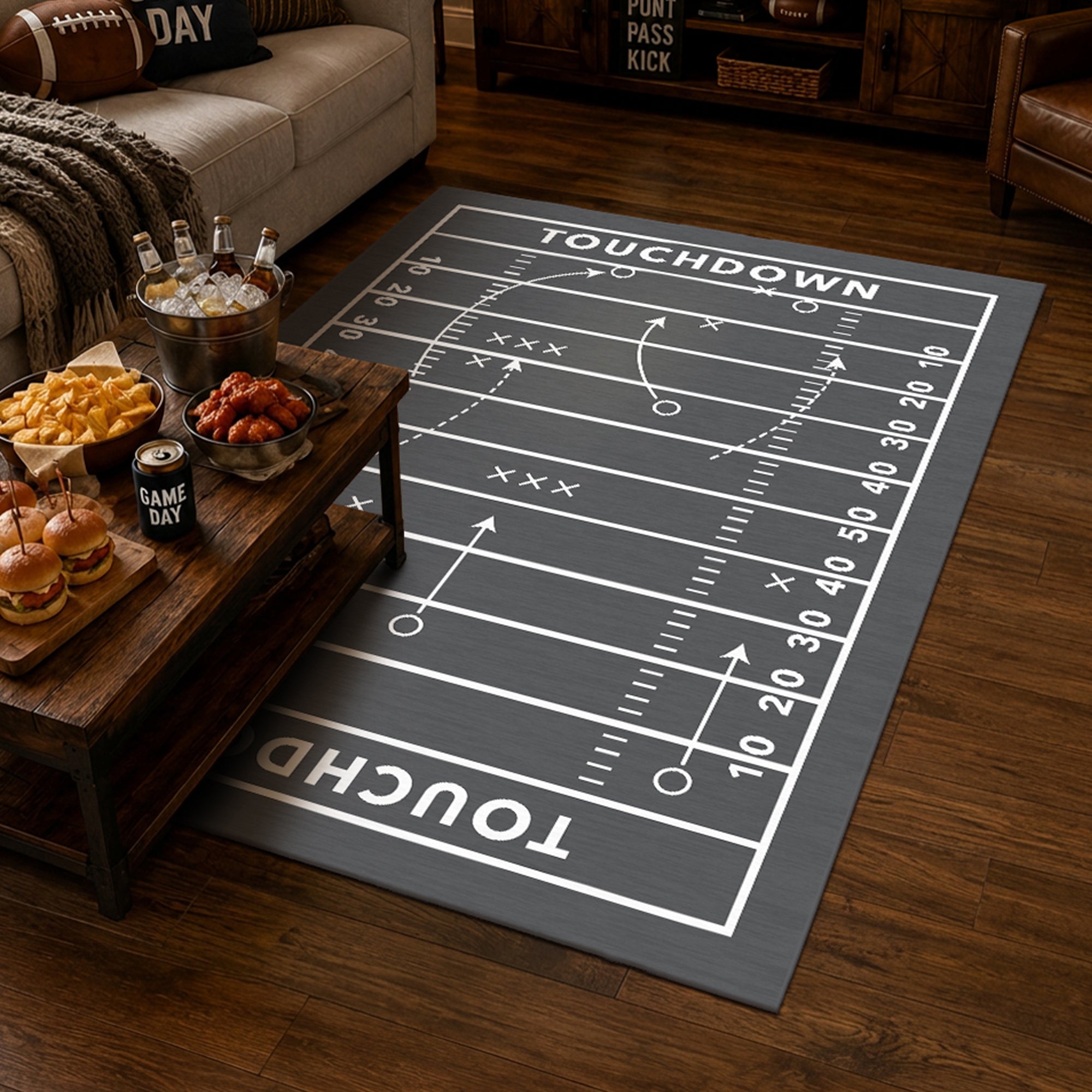 Football Touchdown Playbook Machine Washable Rug