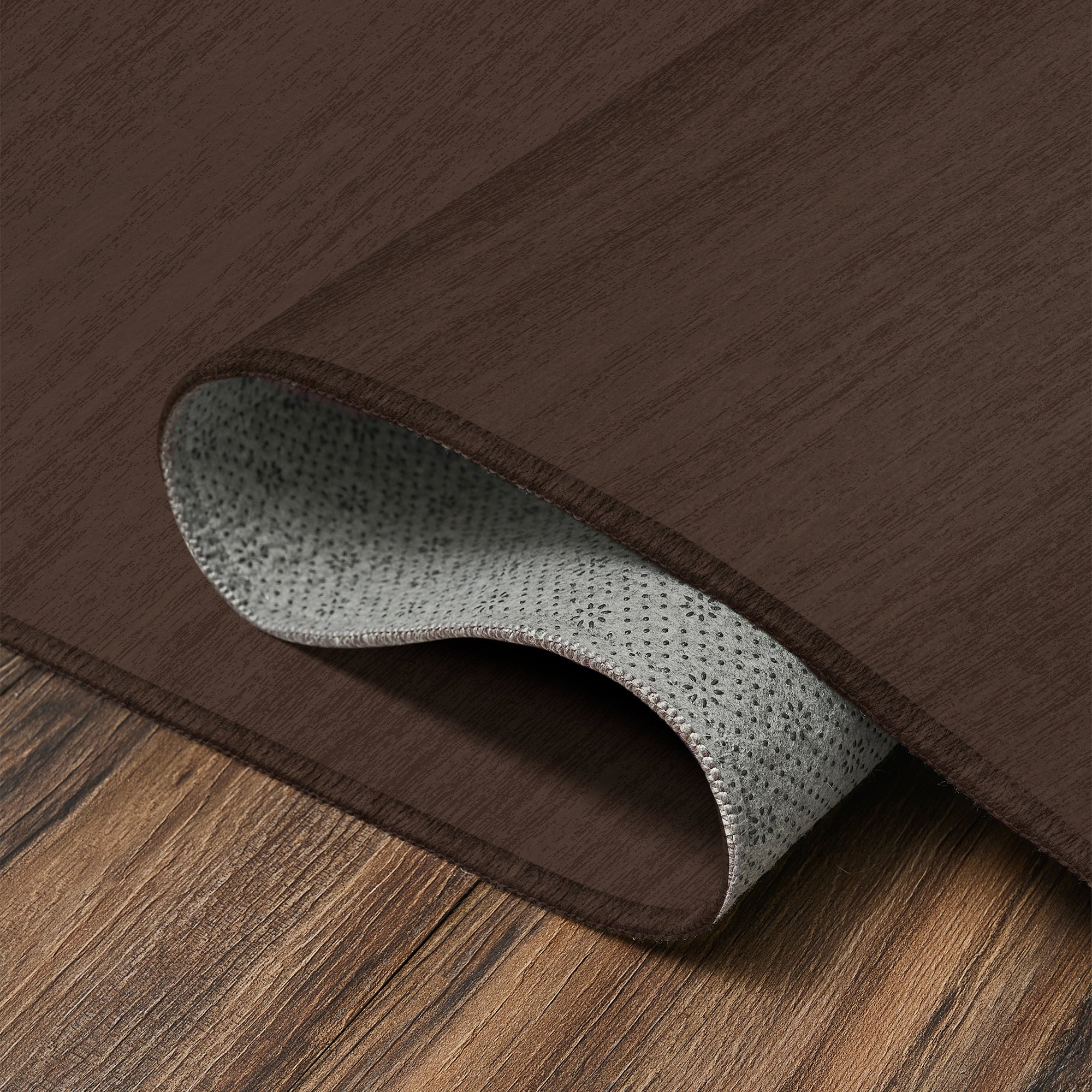 Solid Dark Brown Machine Washable Rug