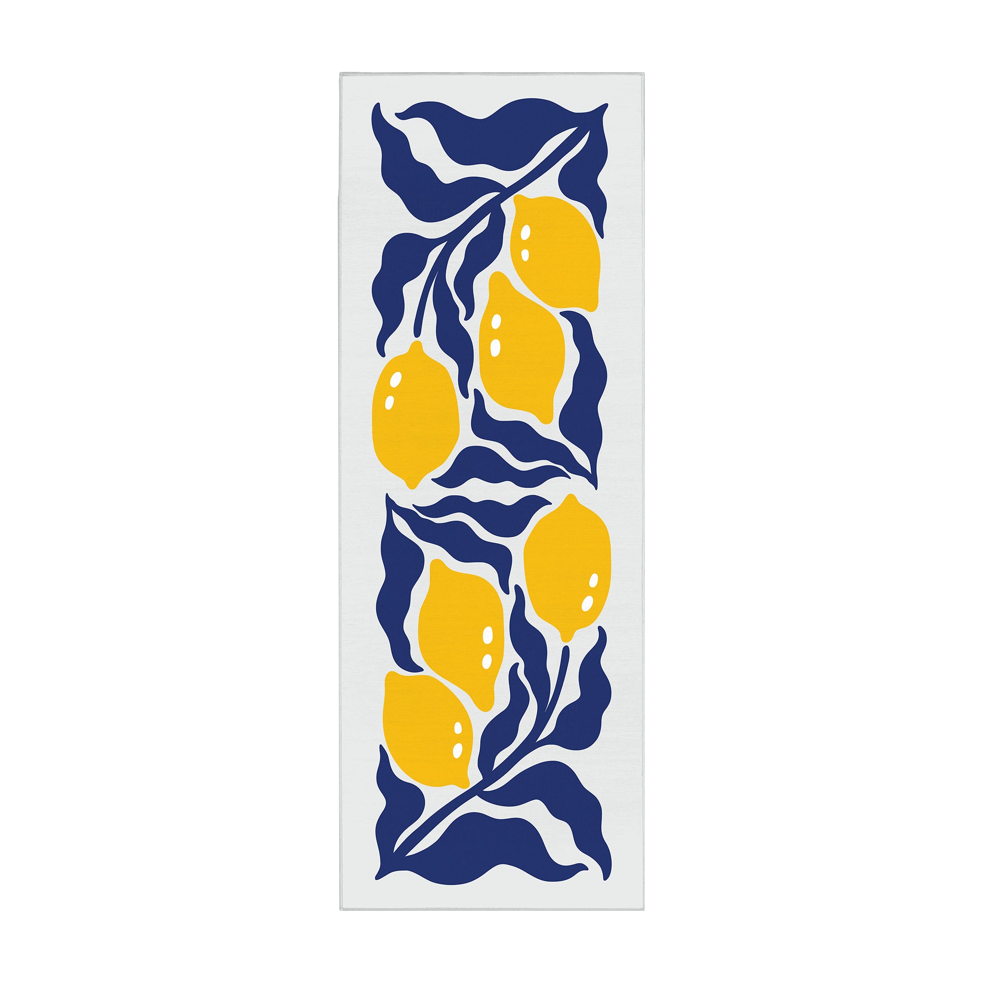 Modern Lemons Navy Yellow Lt. Grey Machine Washable Rug