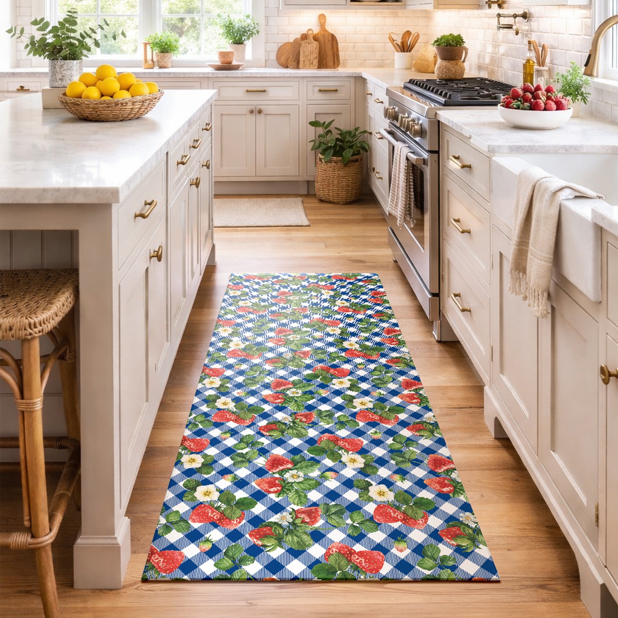 Berry Pattern Multicolored Kitchen Washable Rug