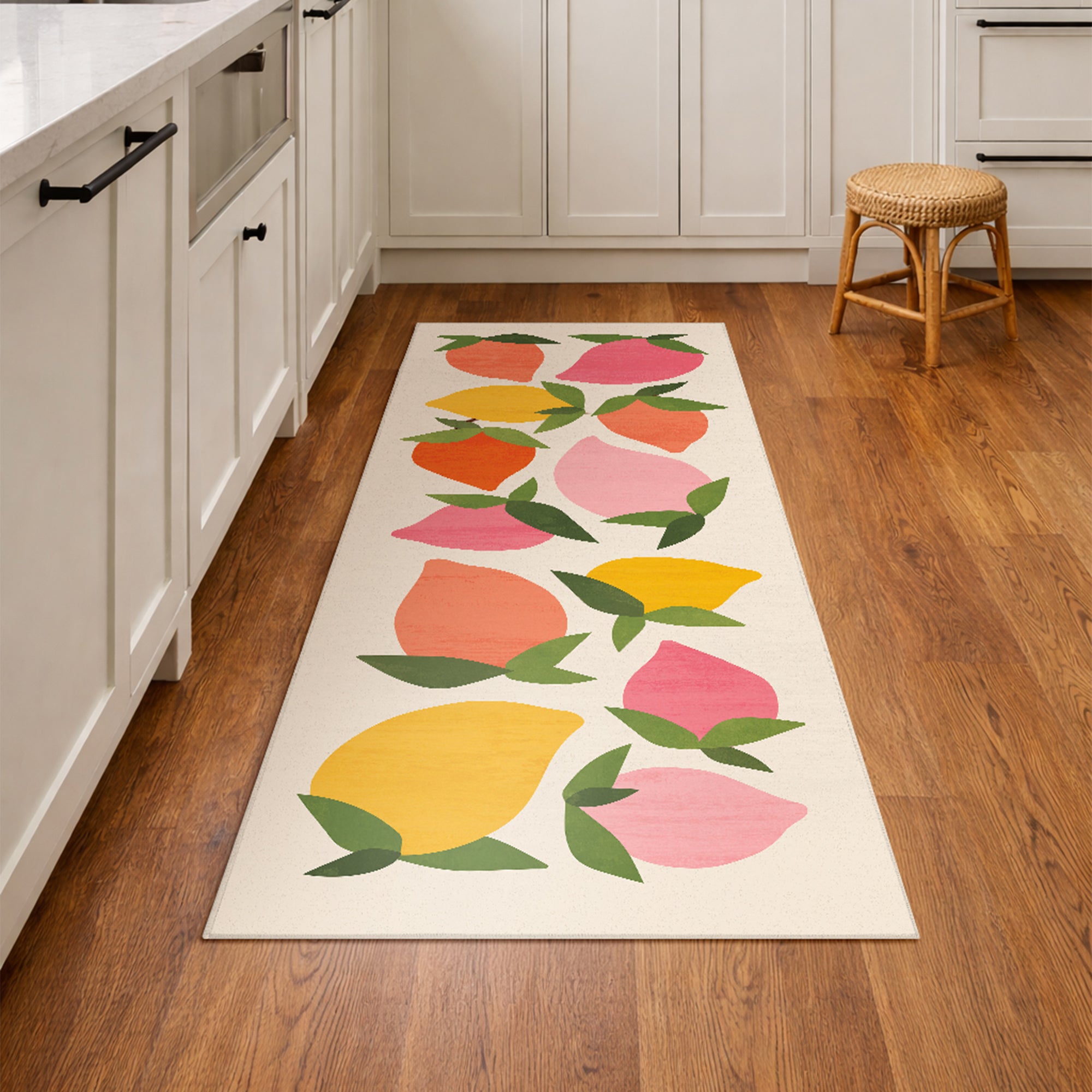 Wild Mango Coral Yellow Green Machine Washable Rug