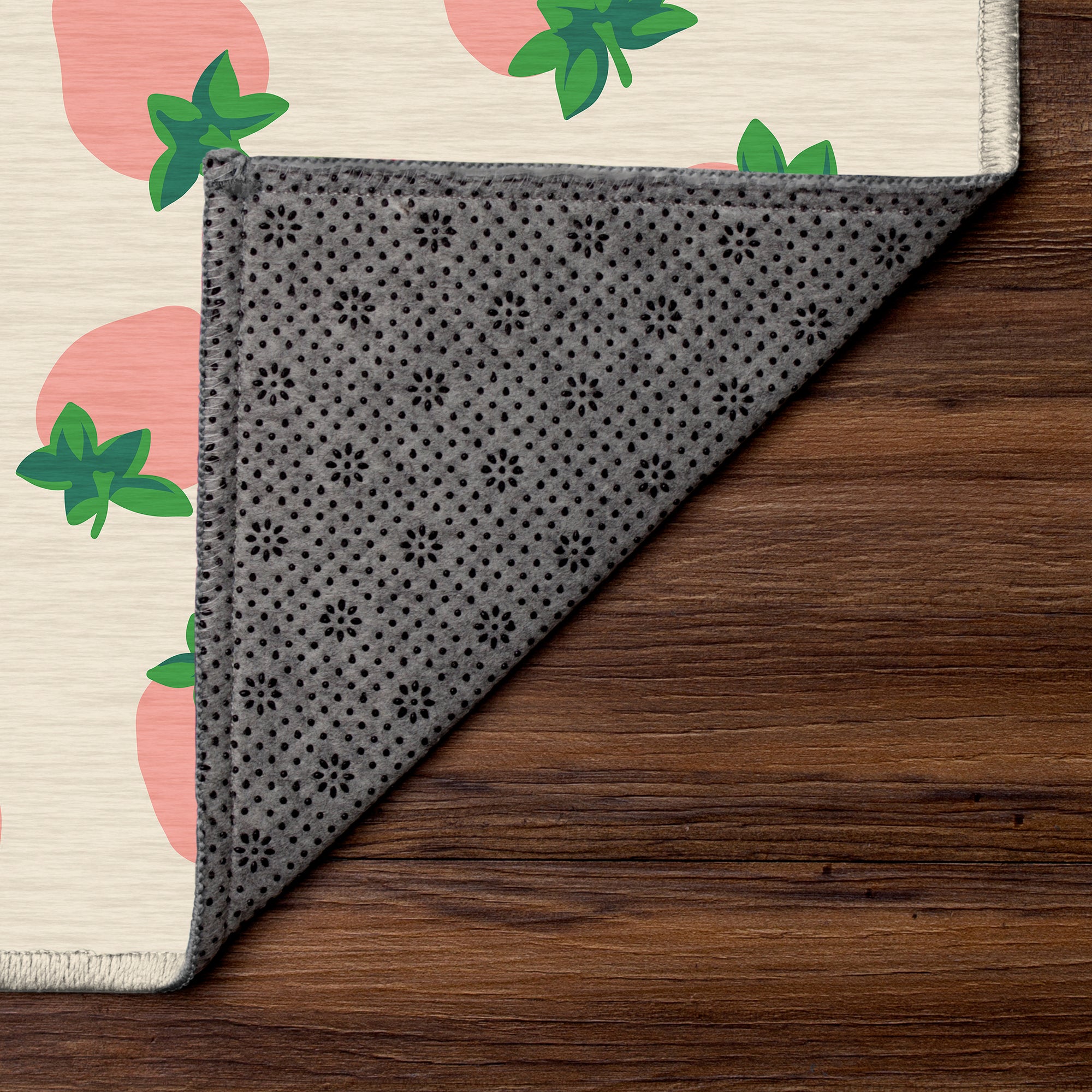 Berry Sweet Pink Green Beige Kitchen Washable Rug