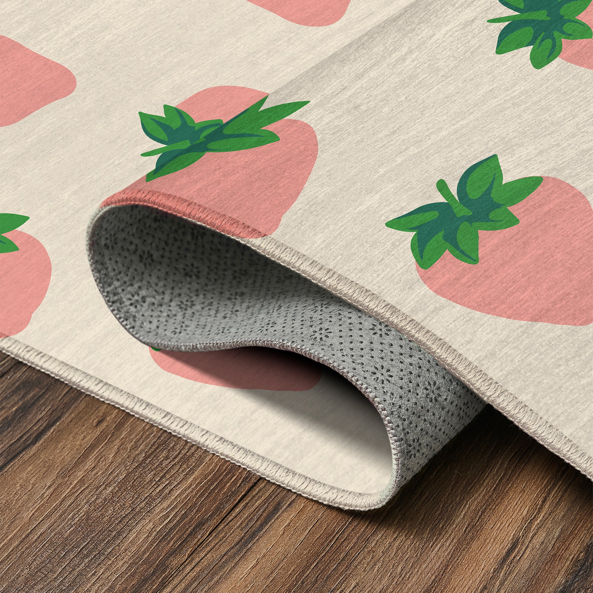 Berry Sweet Pink Green Beige Kitchen Washable Rug